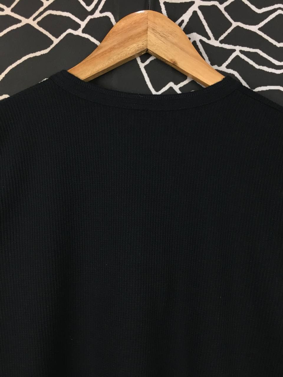 Vintage Basics Black Waffle Knit Long Sleeve Henley Tee Size US S / EU 44-46 / 1 - 6 Thumbnail
