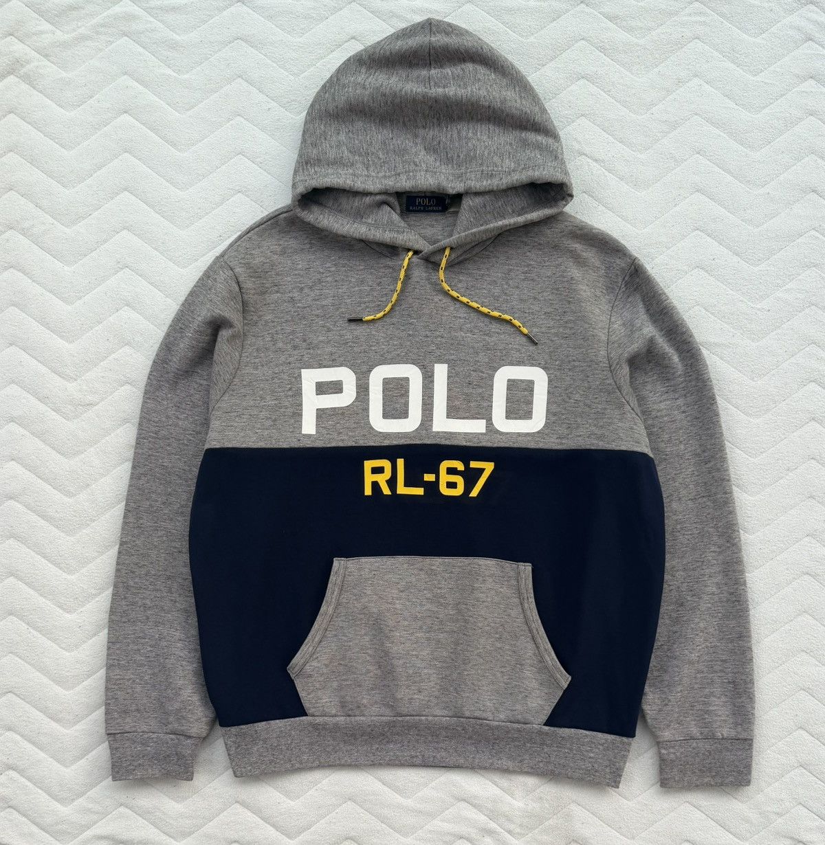 Polo Ralph Lauren Polo Ralph Lauren RL-67 Hoodie Grey Navy Colorblock Big Logo Size US XL / EU 56 / 4 - 7 Thumbnail