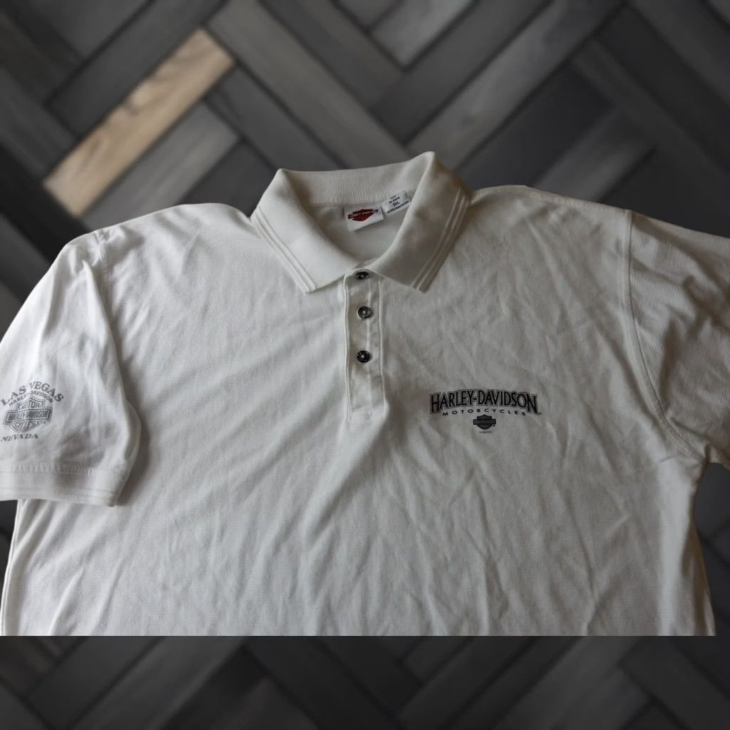 Harley Davidson Harley-Davidson Polo Shirt Mens 3XL White Cotton Short Sleeve Polo Shirt - 3XL Big & Tall Solid Polo Shirt Mens Size US XXL / EU 58 / 5 - 1 Thumbnail
