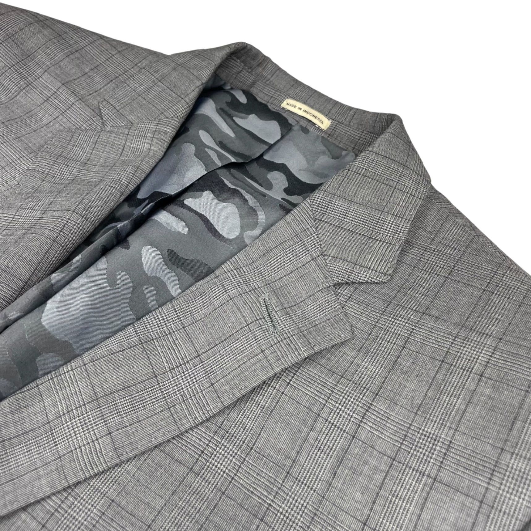 Joseph Abboud Joseph Abboud Blazer Jacket Men 42L Gray Plaid 100% Wool Slim Fit 2-Button Vent Notch Lining Camouflage Long Coat/Jacket Size 42R - 2 Thumbnail