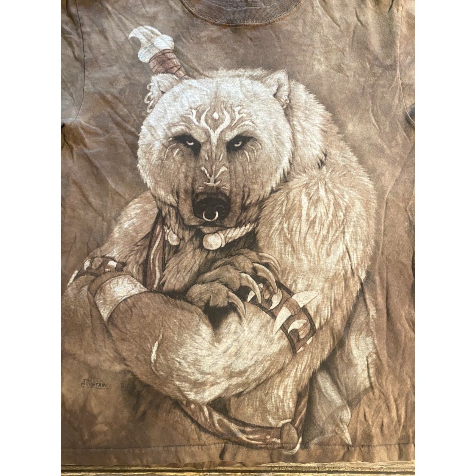 The Mountain VINTAGE The Mountain Warrior Polar Bear Tribal Hunter Beast Dyed Shirt S Men Brown Graphic Tee Crew Neck Short Sleeve T-Shirt 100% Cotton Regular Size US S / EU 44-46 / 1 - 3 Thumbnail