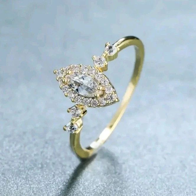 Other Marquise Cut Shape Cubic Zirconia Gold Band Ring Size 6 Size ONE SIZE - 3 Thumbnail