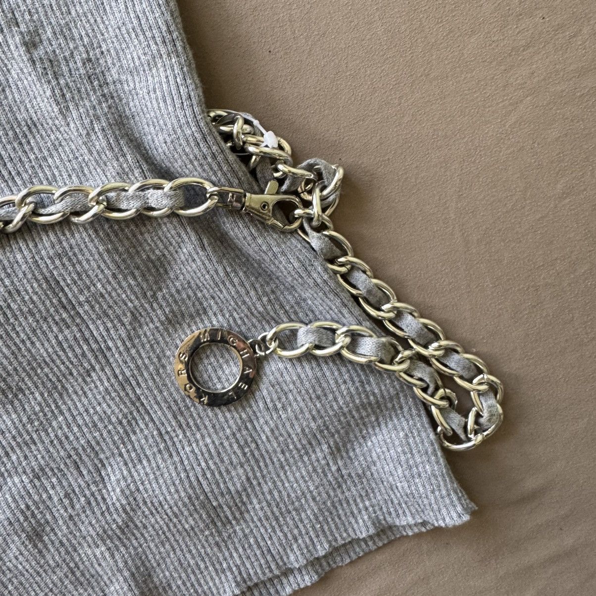 Michael Kors Y2K Era Michael Kors Rib Knit Chain Belt Scoop Neck Top Size L / US 10 / IT 46 - 5 Thumbnail