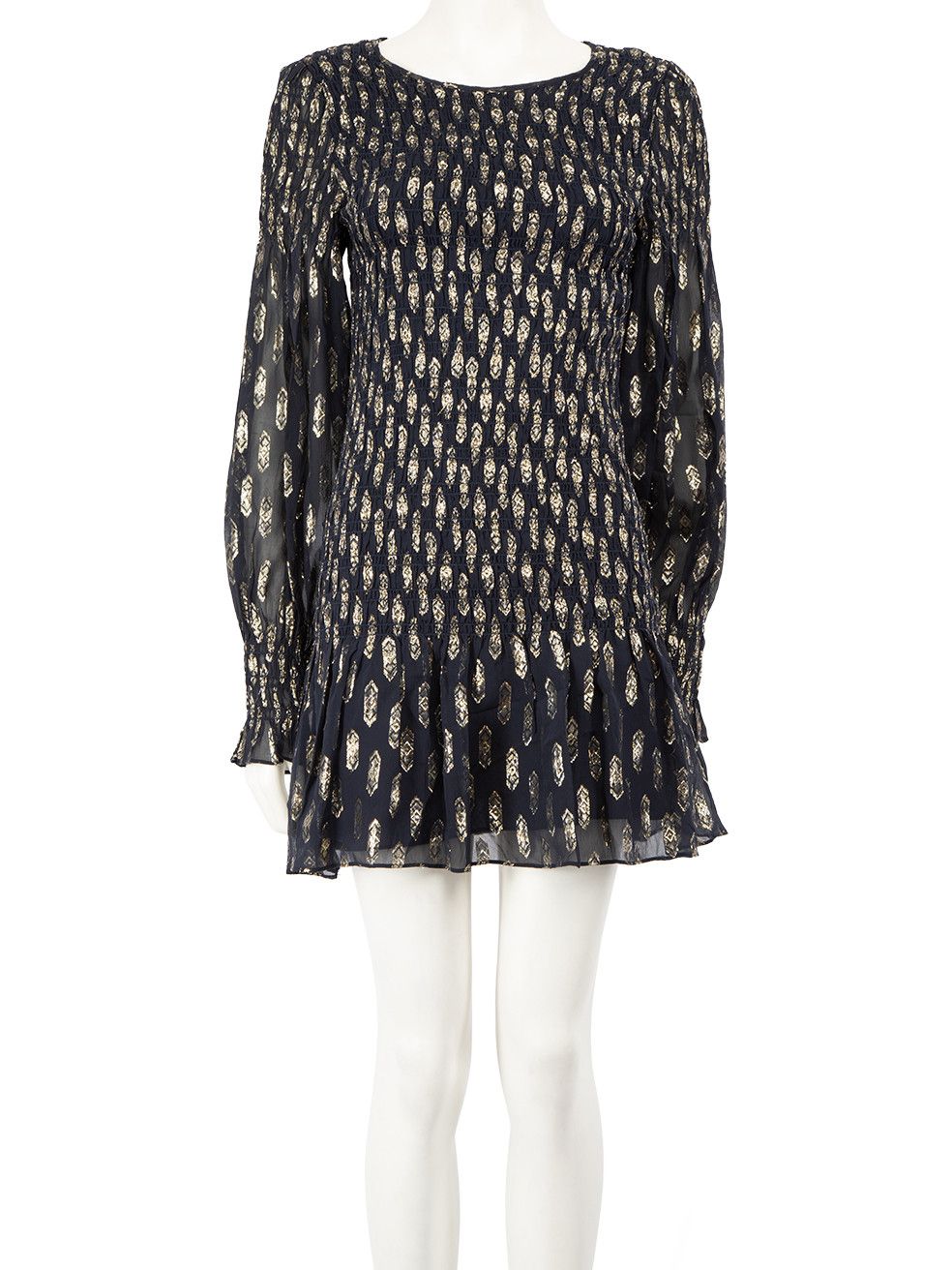 image of Loveshackfancy Navy Metallic Jacquard Mini Dress, Women's (Size Small)