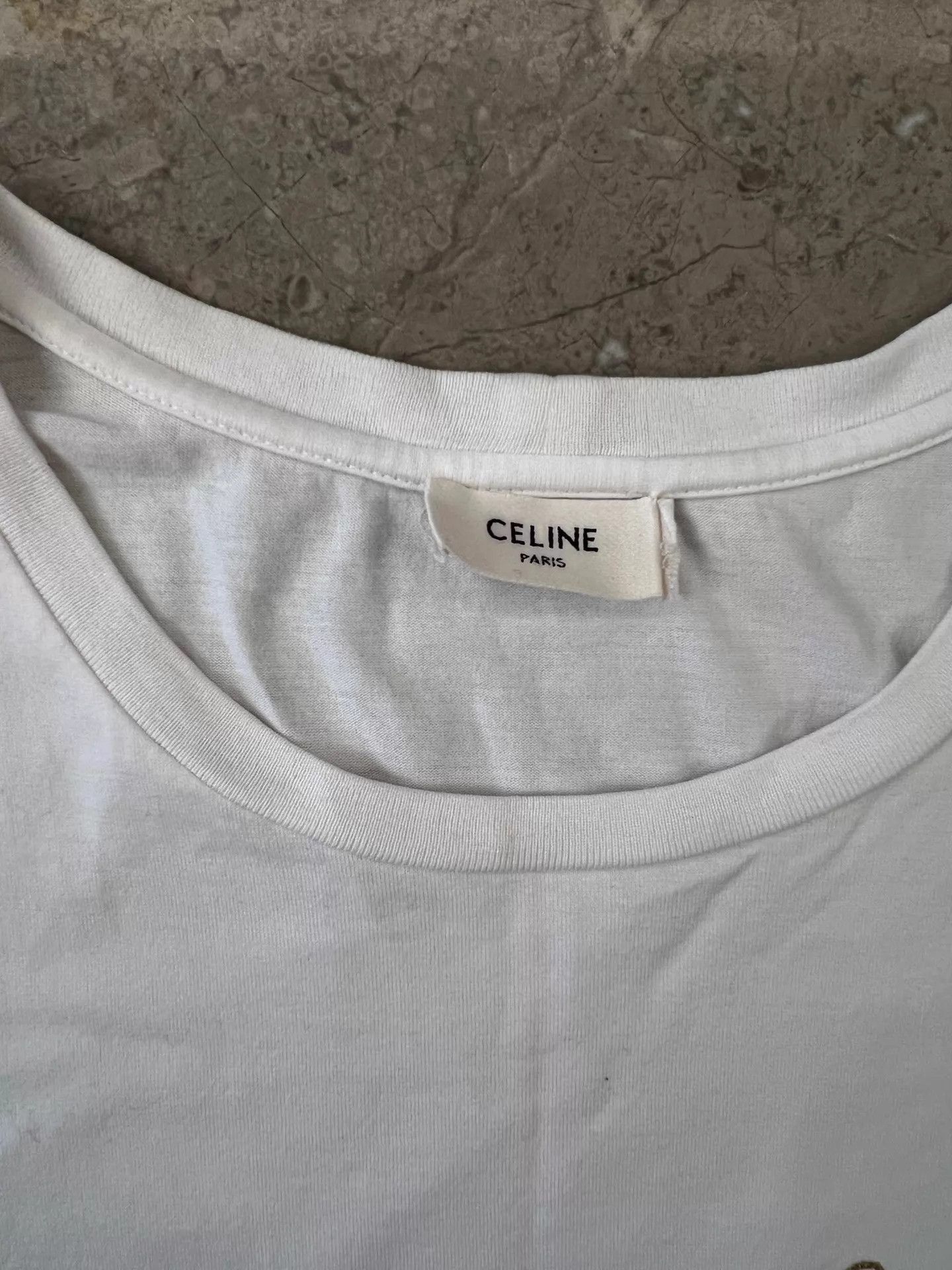 Celine Celine White Gold Logo Short Tee M Unisex Size M / US 6-8 / IT 42-44 - 3 Thumbnail