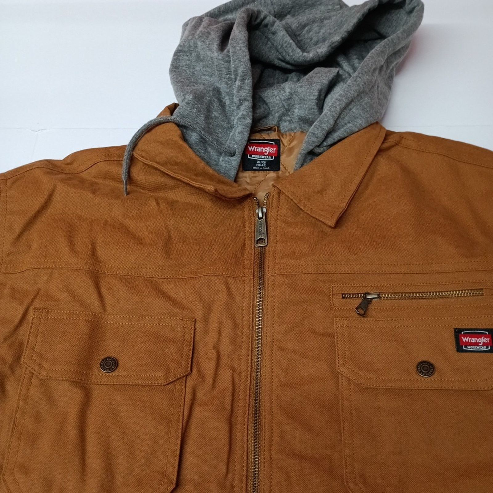 Wrangler Wrangler Jacket Quilt Lined Brown Men's XL Canvas Hooded Size US XL / EU 56 / 4 - 3 Thumbnail