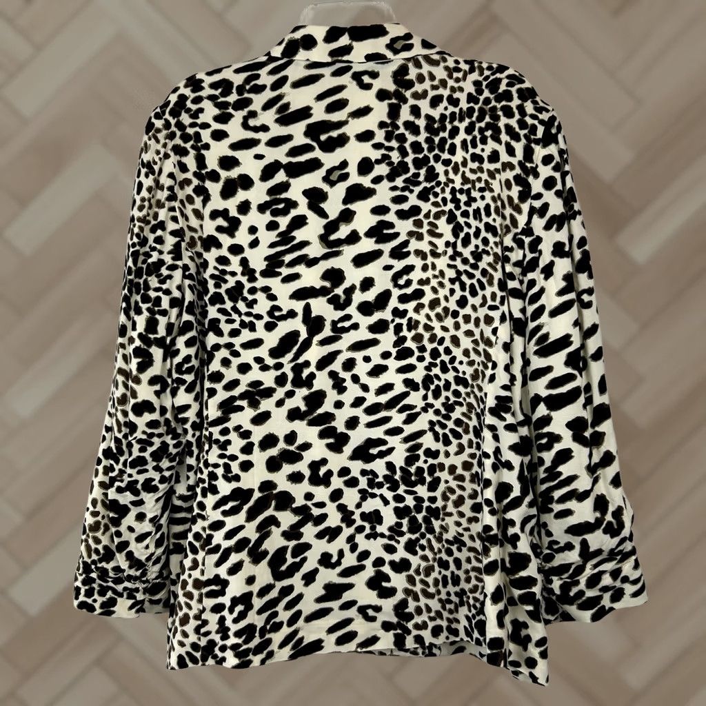 Vintage Chico's Statement Blazer Womens Large Animal Print One Button Lined Old Money Read Size L / US 10 / IT 46 - 1 Thumbnail