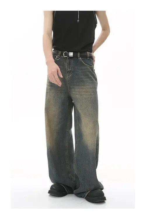 Japanese Brand × Jean Vintage washed distressed loose wide-leg jeans Size US 33 - 1 Thumbnail