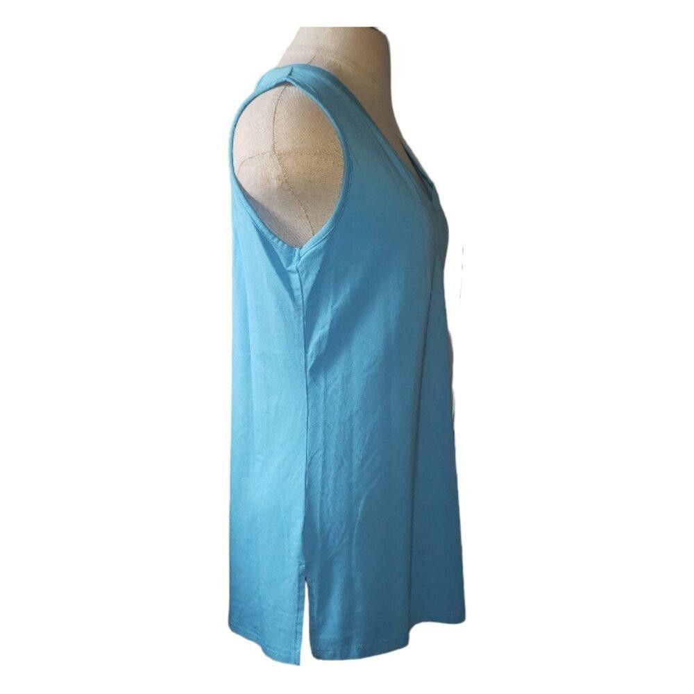 Designer CT1639 Sky Blue V-neck Tank Top M Size M / US 6-8 / IT 42-44 - 2 Thumbnail