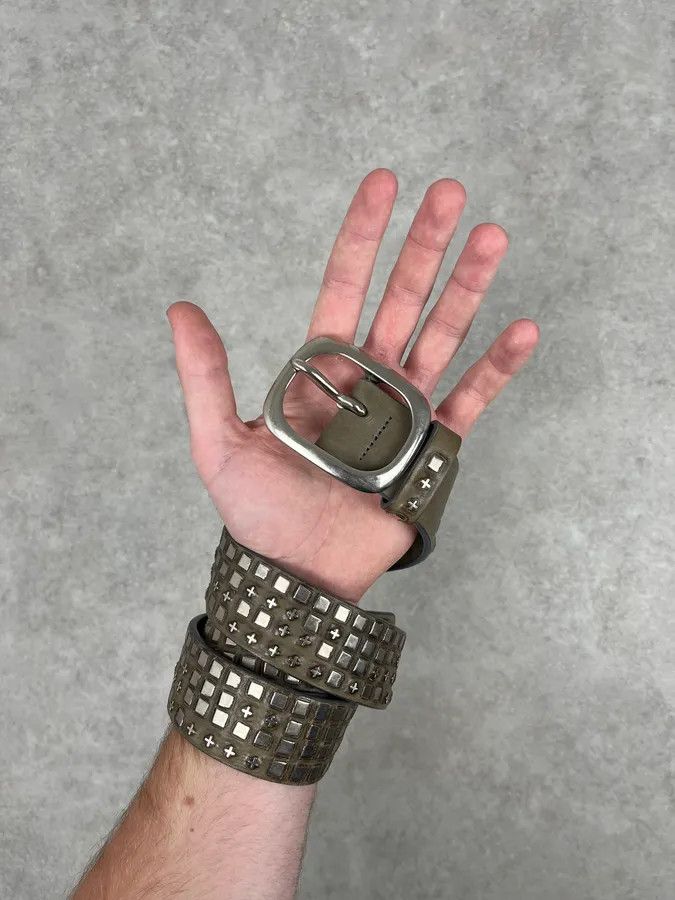 Marithe + Francois Girbaud 2000s Marithe + Francois Girbaud Olive Studded Belt Size ONE SIZE - 2 Thumbnail