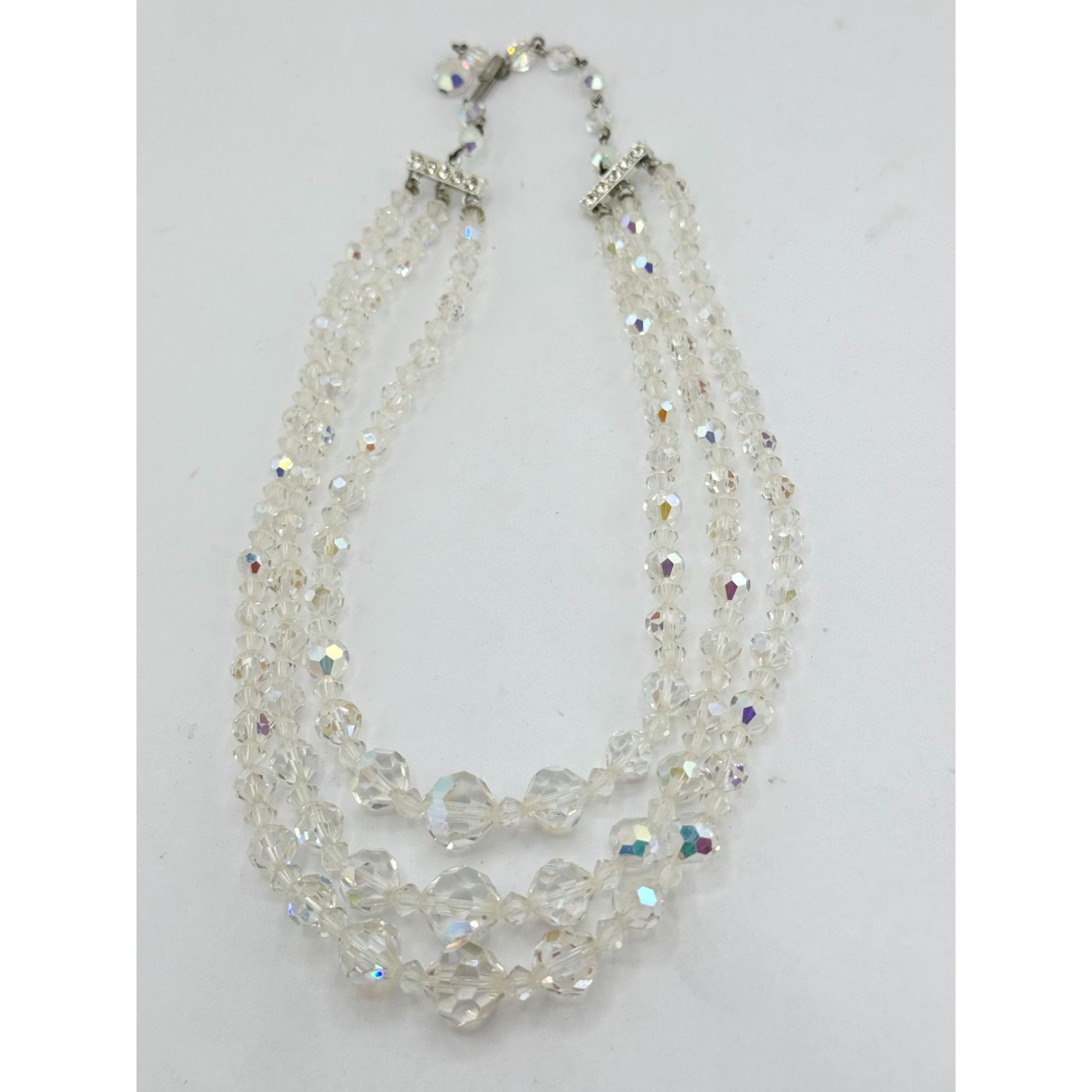 Vintage Vintage faceted crystal three strand necklace Size ONE SIZE - 5 Thumbnail