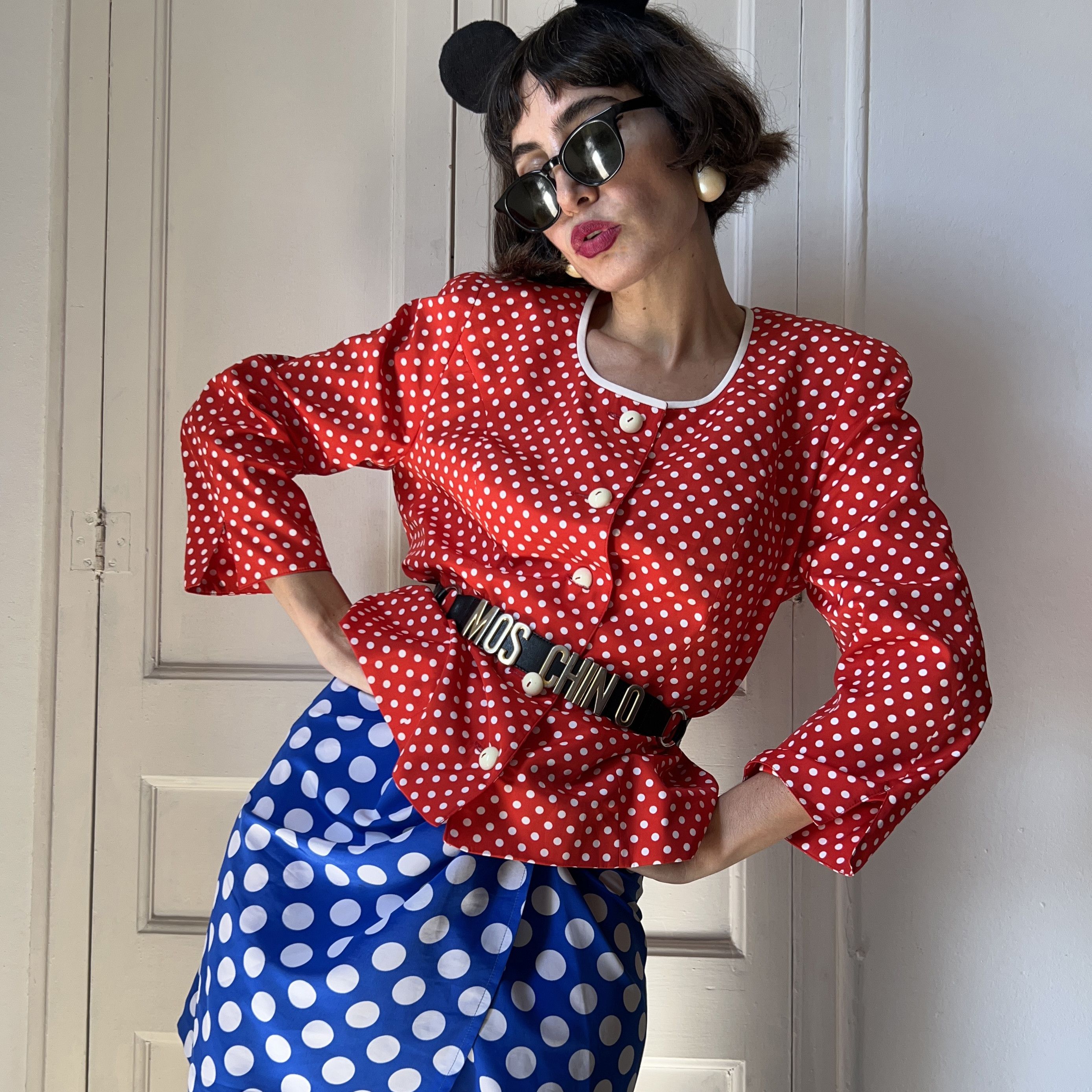 Vintage Vintage 80s Red Polka Dot Blazer Size L / US 10 / IT 46 - 1 Thumbnail