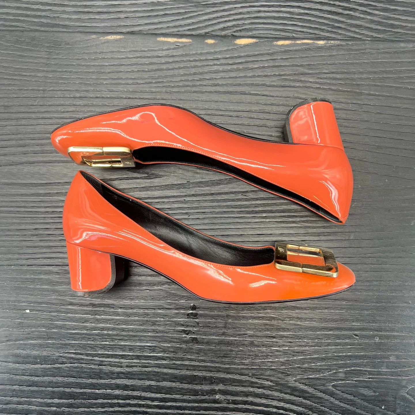 Roger Vivier RV Square Toe Red Low Heel 36.5 Boxed Near New Sole Repaired Size US 6 / IT 36 - 5 Thumbnail