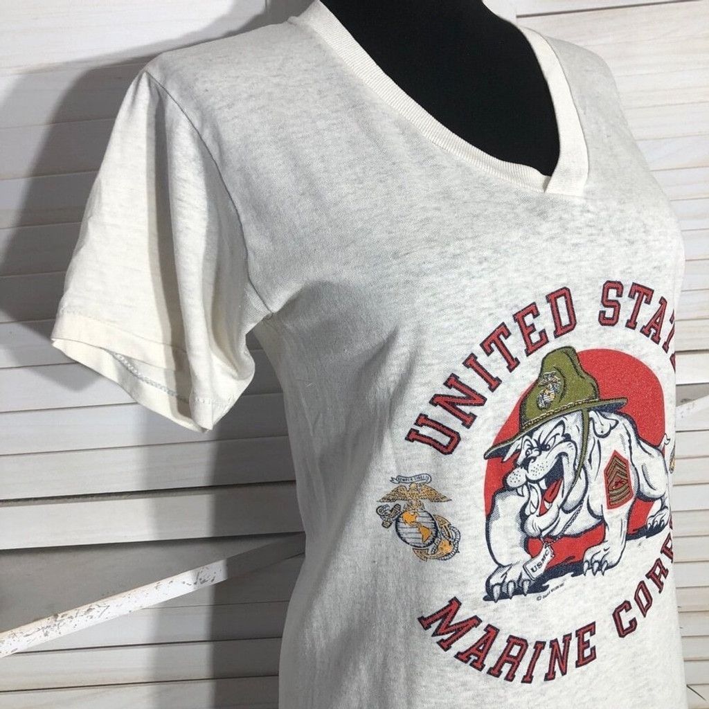 Vintage 90s Shirt US Marine Corps Bulldog Graphic Cotton Fabric Sz S Size XS / US 0-2 / IT 36-38 - 6 Thumbnail
