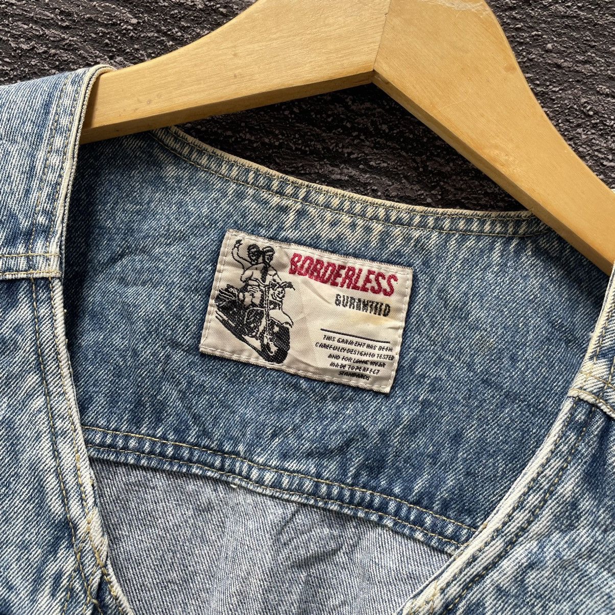 Japanese Brand × Vintage Borderless Vest Vintage Riding Denim Wash Size US L / EU 52-54 / 3 - 5 Thumbnail