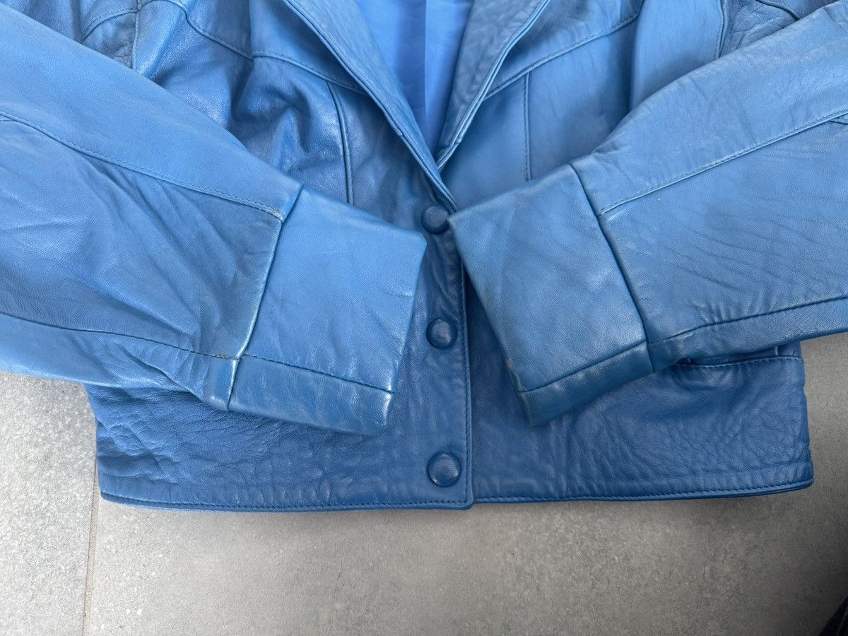 Vintage Vintage Sardar genuine leather blue cropped jacket Size S / US 4 / IT 40 - 4 Thumbnail