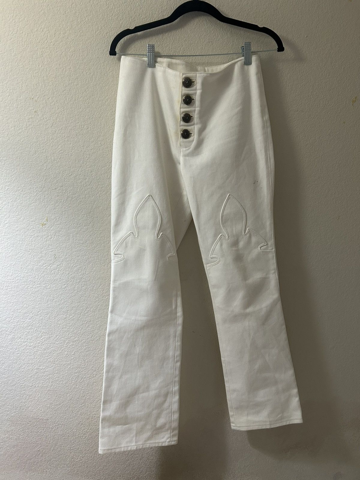 Chrome Hearts Chrome Hearts white fleur knee denim Size 28" / US 6 / IT 42 - 1 Thumbnail