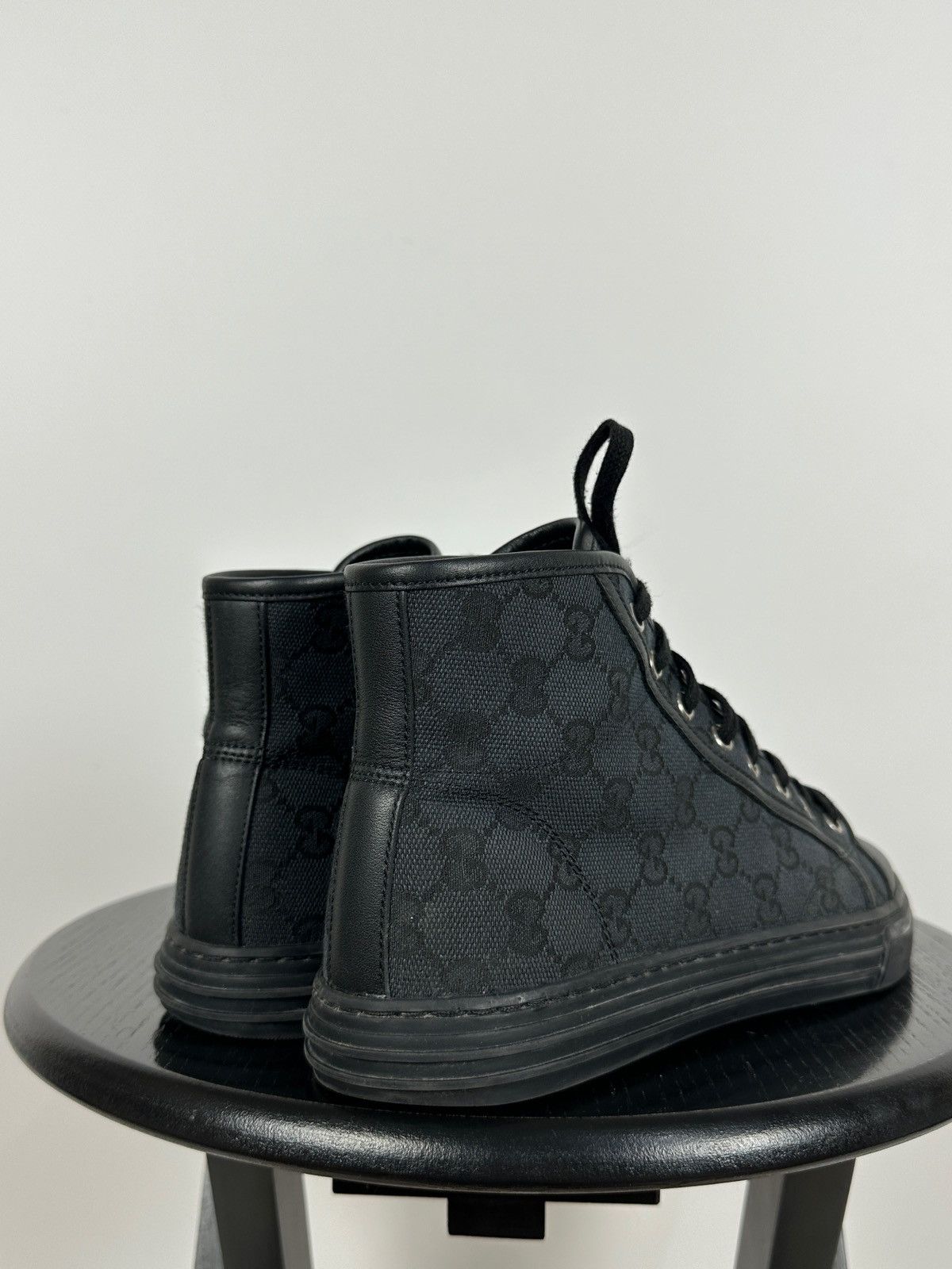 Gucci Gucci 426188 GG Leather/Canvas Monogram High Top Sneaker Size US 5.5 / EU 38 - 4 Thumbnail