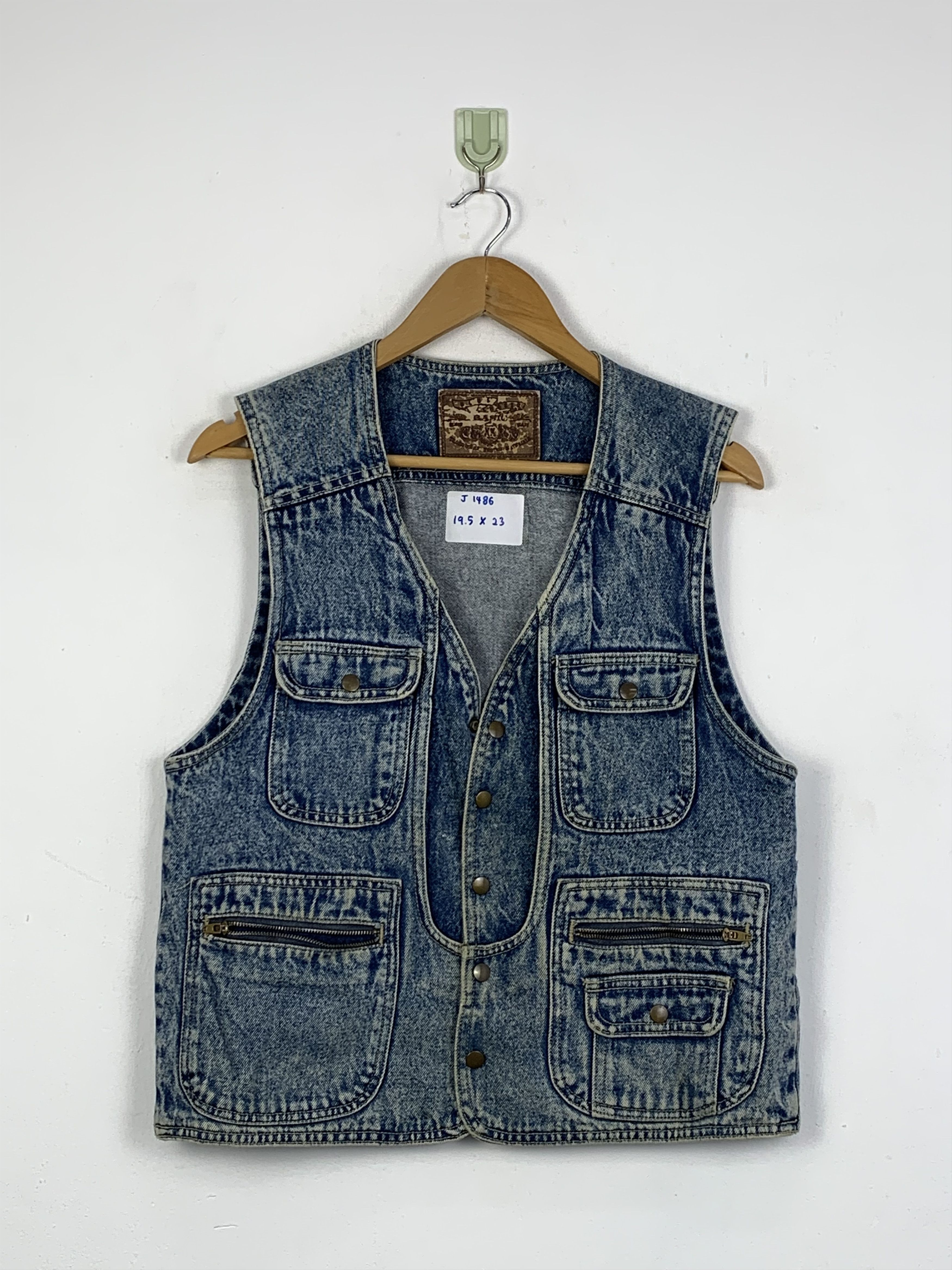 Vintage Vintage Blue Chaser Mulripocket Denim Vest J1486 Size US M / EU 48-50 / 2 - 1 Thumbnail