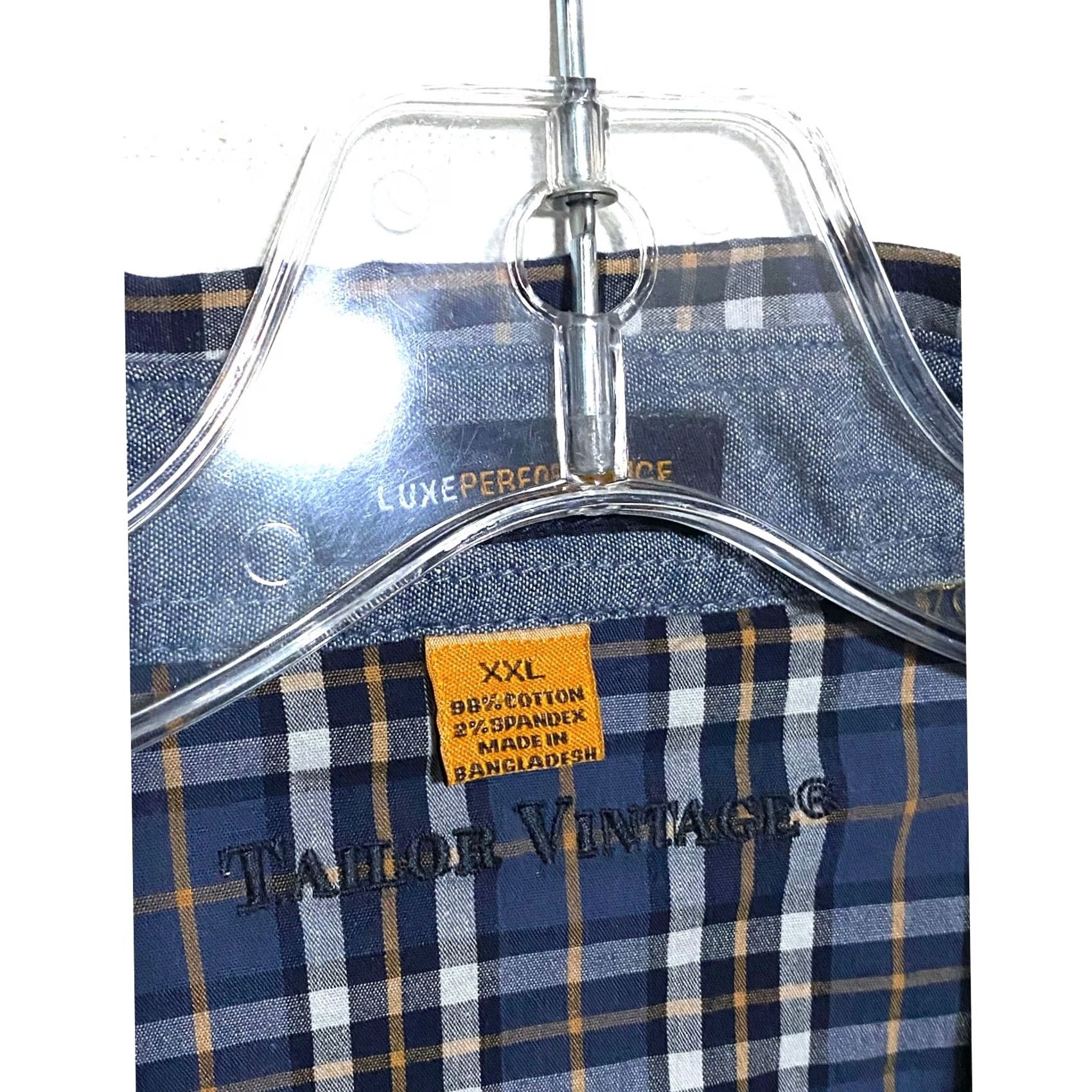 Vintage VINTAGE Tailor Luxe Performance Mens 2XL Blue Plaid Button-Down Shirt Flip Cuffs Shirt Mens Blue Plaid Button-Down Size US XXL / EU 58 / 5 - 6 Thumbnail