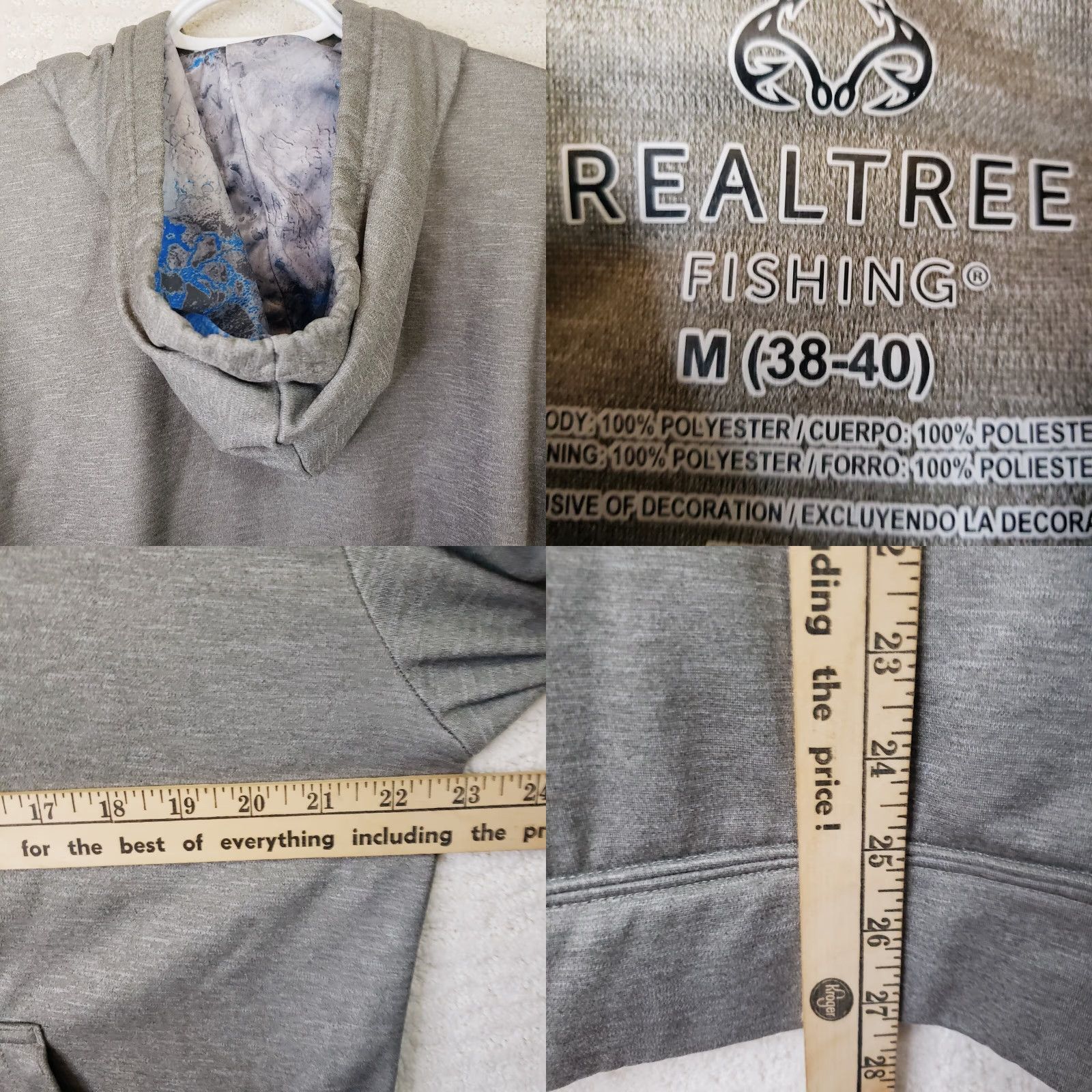 Realtree Realtree Hoodie Pullover M 38/40 Mens Medium Gray Knit Polyester Kangaroo Pockets Front Graphic Fishing Outdoor 90s Decade Style? Size US M / EU 48-50 / 2 - 8 Thumbnail