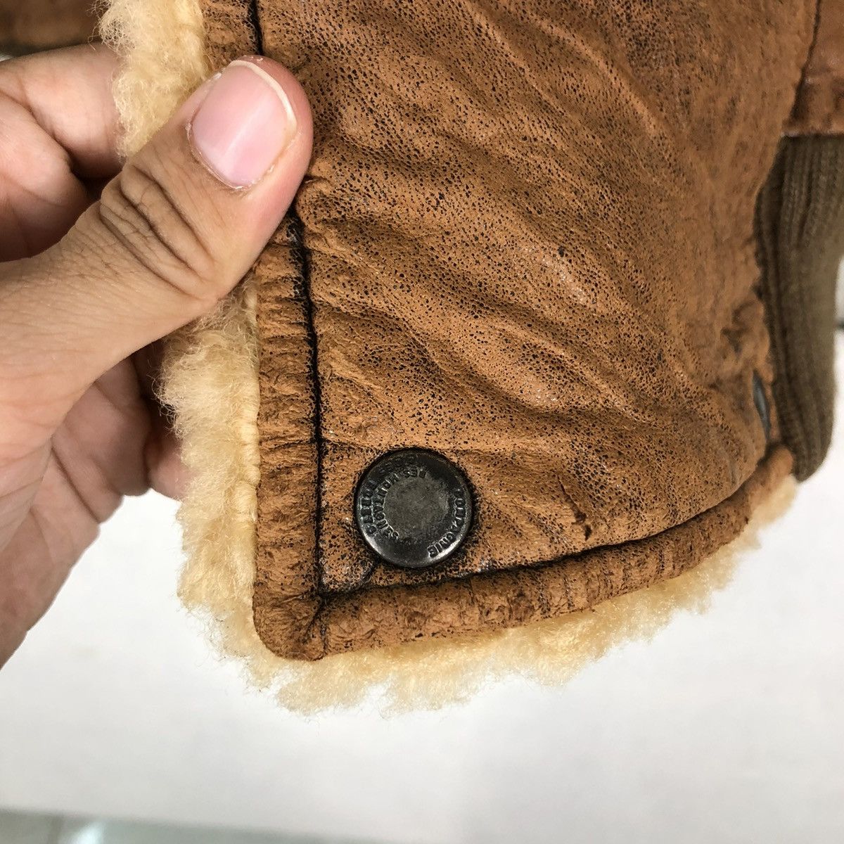 Marithe + Francois Girbaud 🔥VINTAGE 80’s BIKER LEATHER JACKET MILLESIMES SHERPA COLLAR Size US S / EU 44-46 / 1 - 19 Thumbnail