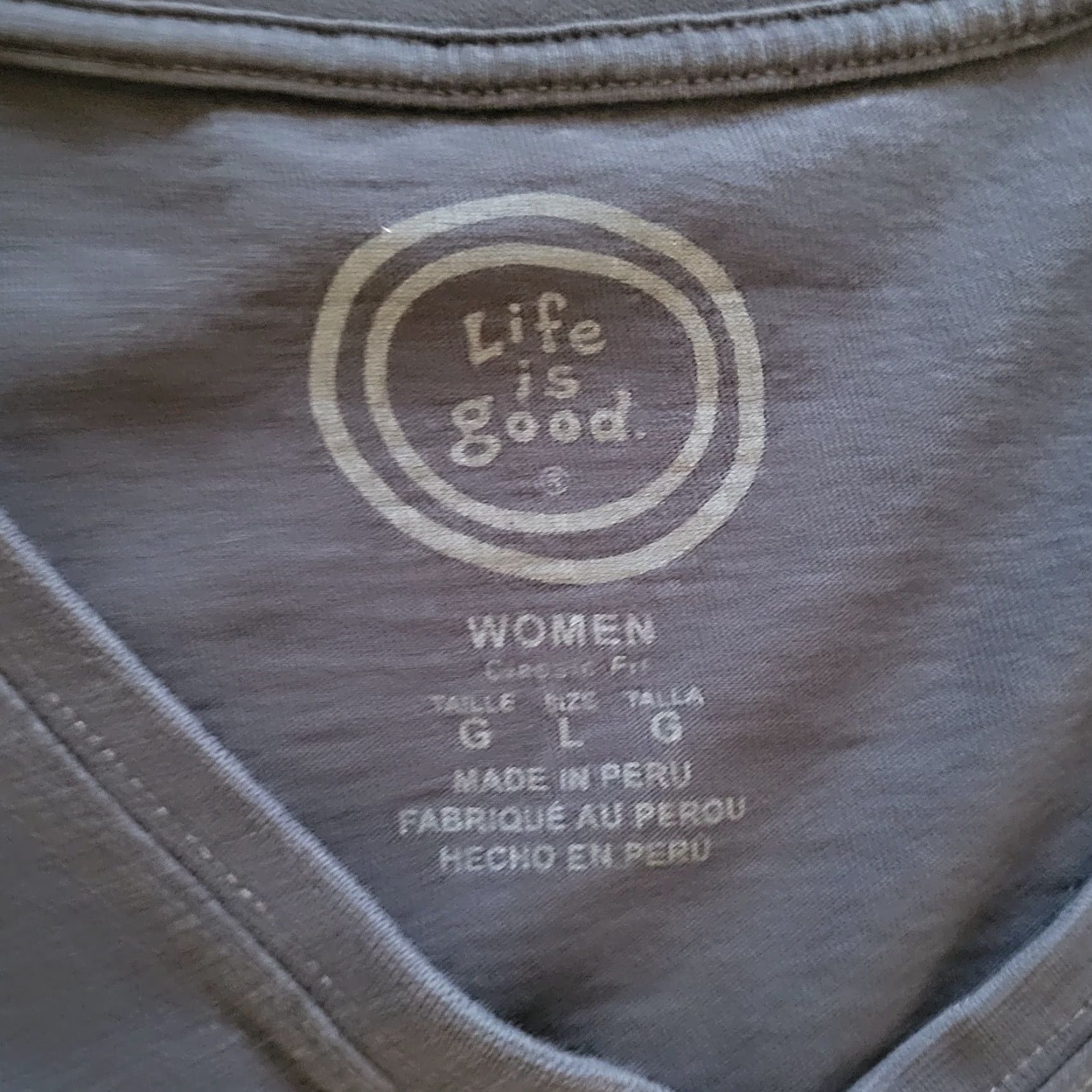 Life is Good Life is Good T-Shirt Womens Medium Gray V-Neck Short Sleeve All You Need Is Heart Love Shirt Size M / US 6-8 / IT 42-44 - 4 Thumbnail