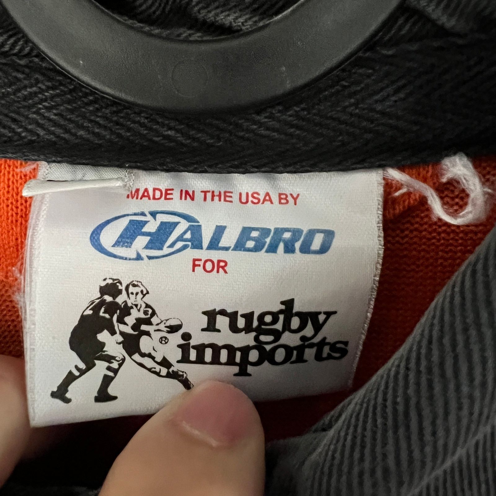 Vintage VTG Made USA Halbro Orange Black Rugby Shirt Size 44 21x28.5 Size US M / EU 48-50 / 2 - 3 Thumbnail