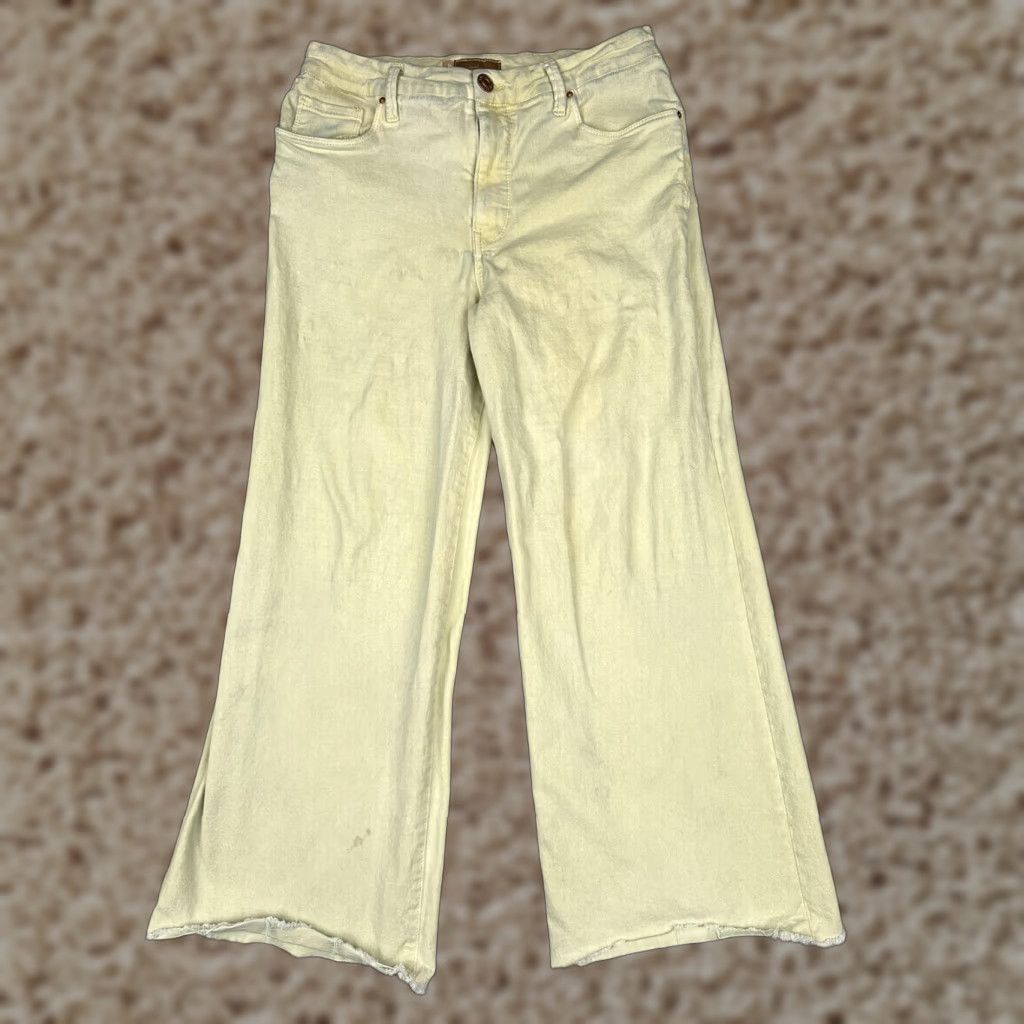Vintage KUT From The Kloth Meg Jeans Wide Leg Womens 10 Yellow High Rise Stretch 29x28 Size 32" / US 10 / IT 46 - 1 Thumbnail