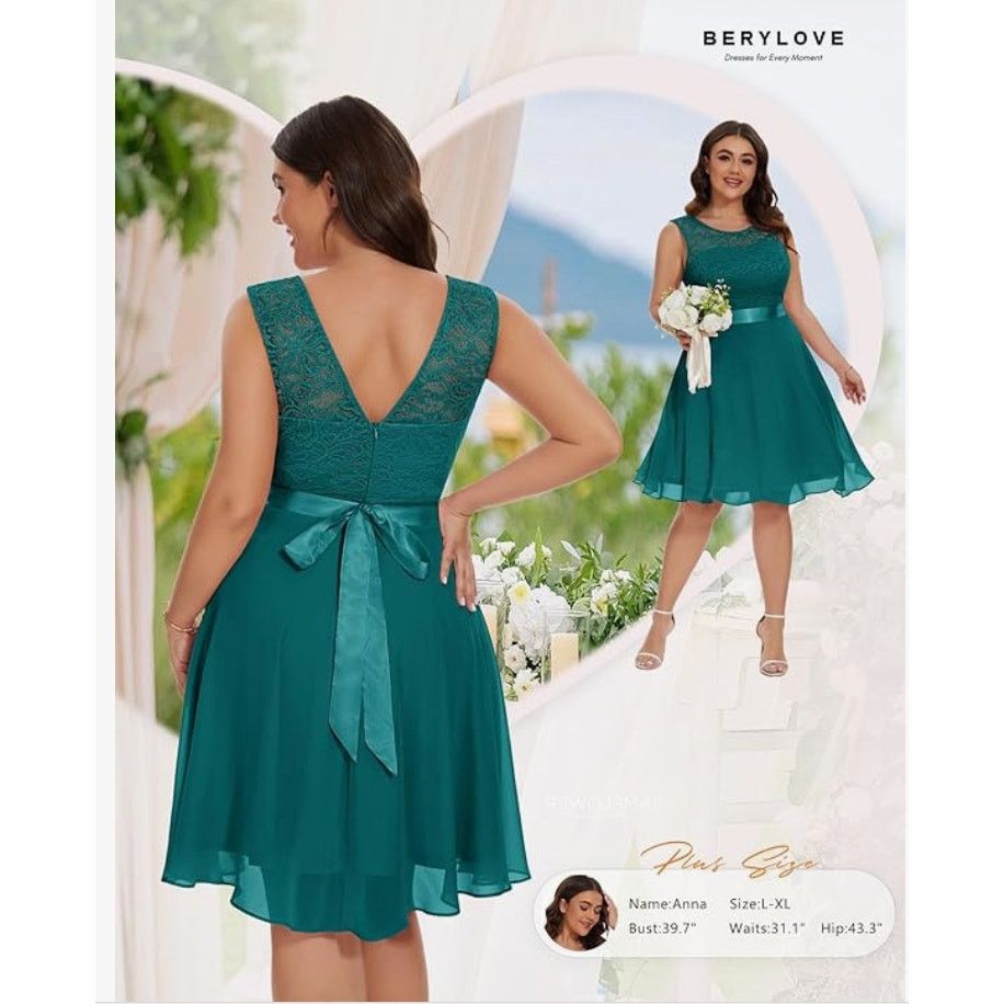 The Unbranded Brand Women's 2XL Bell Sleeve Cocktail Modest Dress GREEN Size XXL / US 16-18 / IT 52-54 - 4 Thumbnail