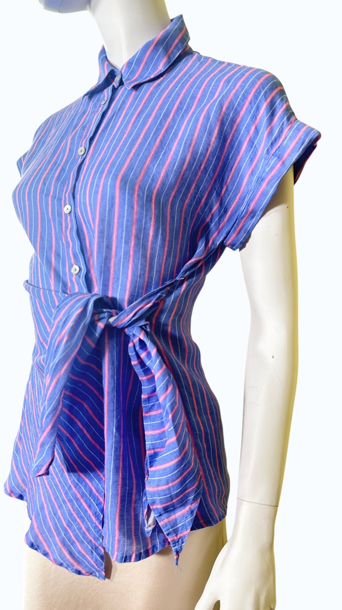 120% Lino Linen top striped Size L / US 10 / IT 46 - 2 Thumbnail