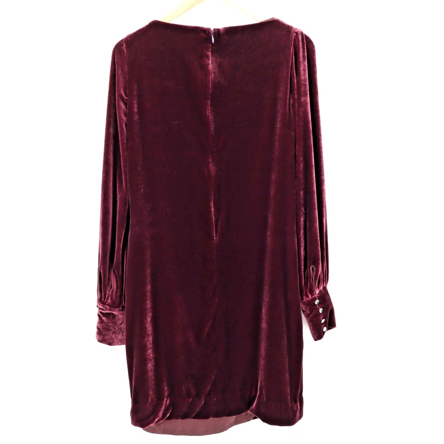 Ralph Lauren Ralph Lauren Burgundy Button Cuff Cocktail Velvet Puff Sleeve Dress Sz 10 Size L / US 10 / IT 46 - 2 Thumbnail