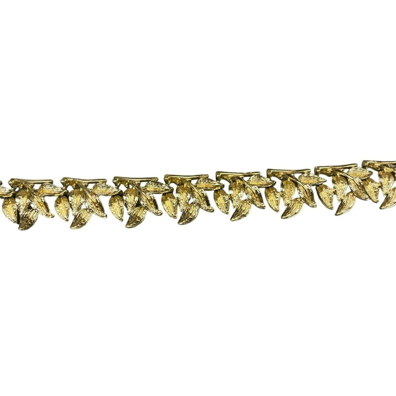Other Vintage Signed CORO Gold tone Leaf Hook Necklace Choker 17" Size ONE SIZE - 2 Thumbnail