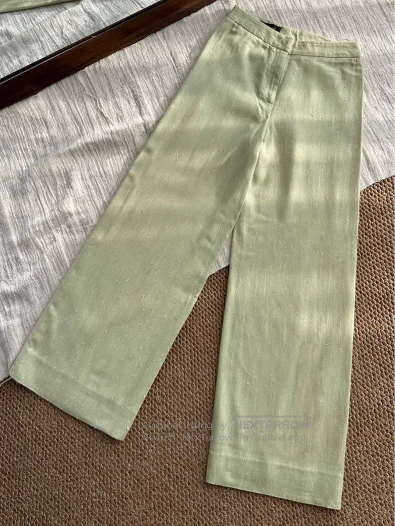 Loro Piana Loro Piana Silk Cashmere Crepe Wide Leg Pants, Spring Gree Size 27" / US 4 / IT 40 - 2 Thumbnail