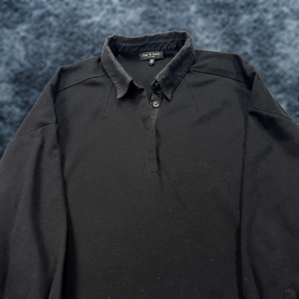 Rag & Bone Rag & Bone Polo Shirt Womens Medium Black Long Sleeve Cotton Jersey Casual Size M / US 6-8 / IT 42-44 - 1 Thumbnail
