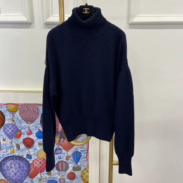 Loewe loewe Navy blue turtleneck sweater 2506-Nextarrow Size US M / EU 48-50 / 2 - 2 Thumbnail