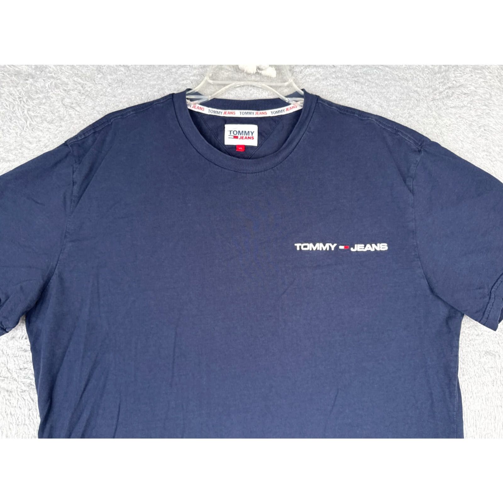 Tommy Hilfiger VINTAGE Tommy Hilfiger Jeans Shirt Adult XL Blue Short Sleeve Crew Neck Cotton Size US XL / EU 56 / 4 - 4 Thumbnail