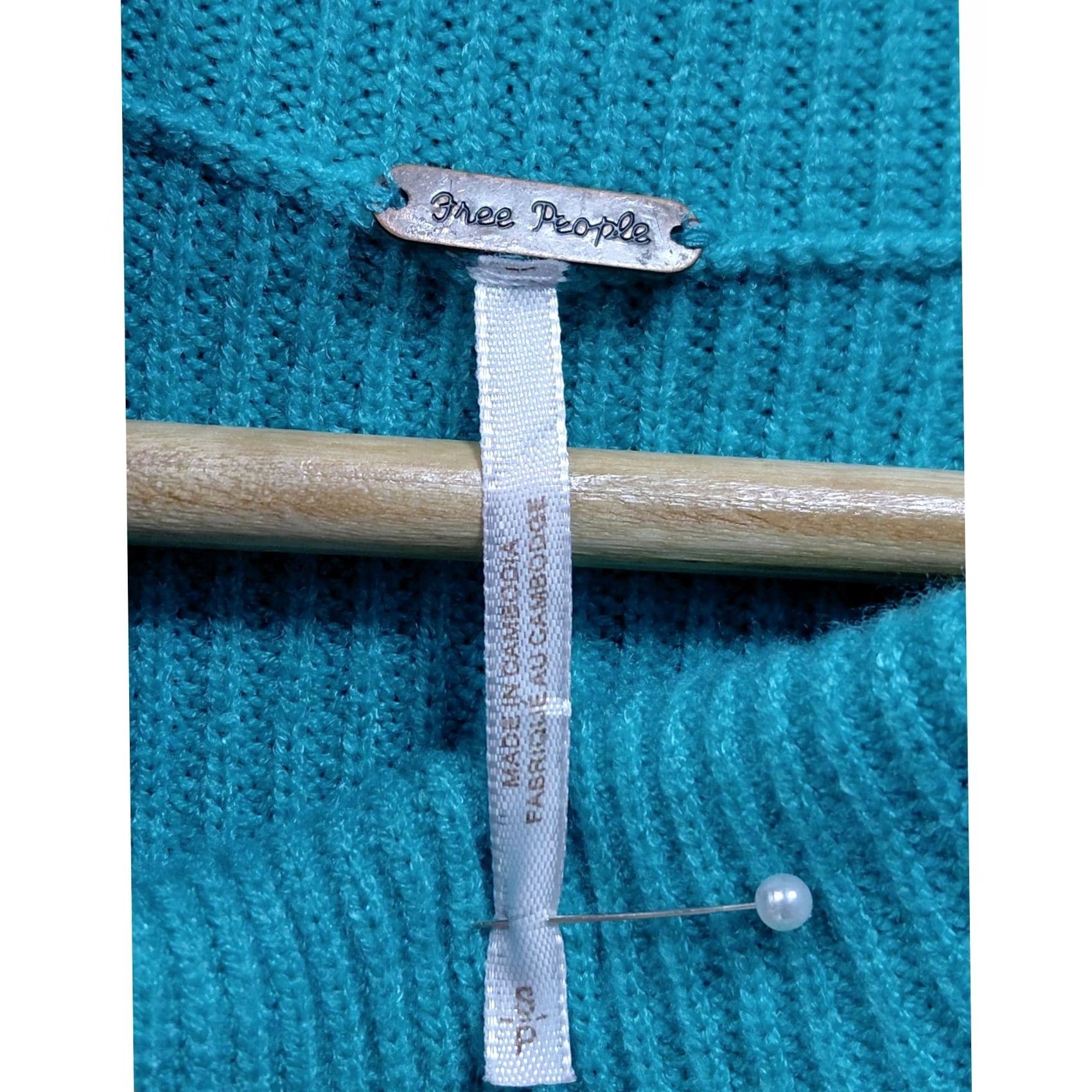 Free People Free People Knit Cowl Neck Sweater Solid Turquoise Long Sleeve Women Size S Size S / US 4 / IT 40 - 5 Thumbnail