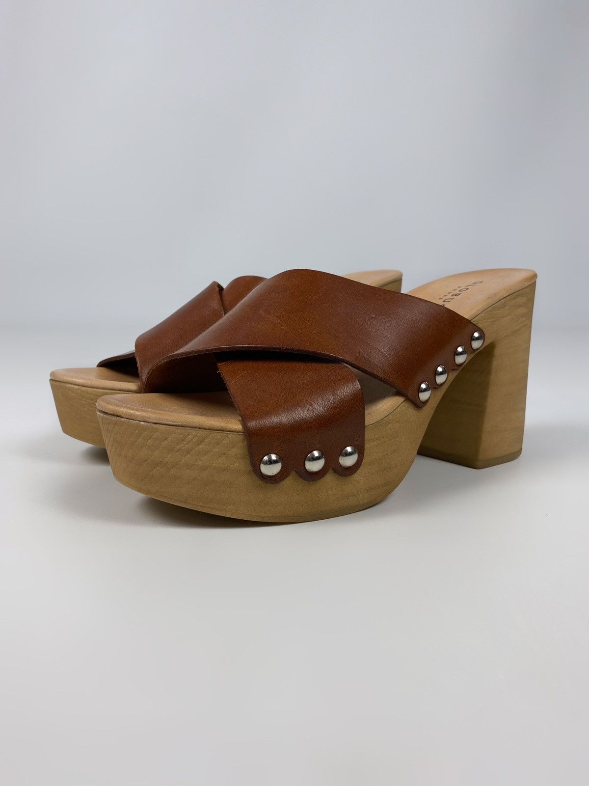 Vintage Y2K Vintage Globus Chunky Studded Wooden Platform Sandals Size US 10 / IT 40 - 1 Thumbnail