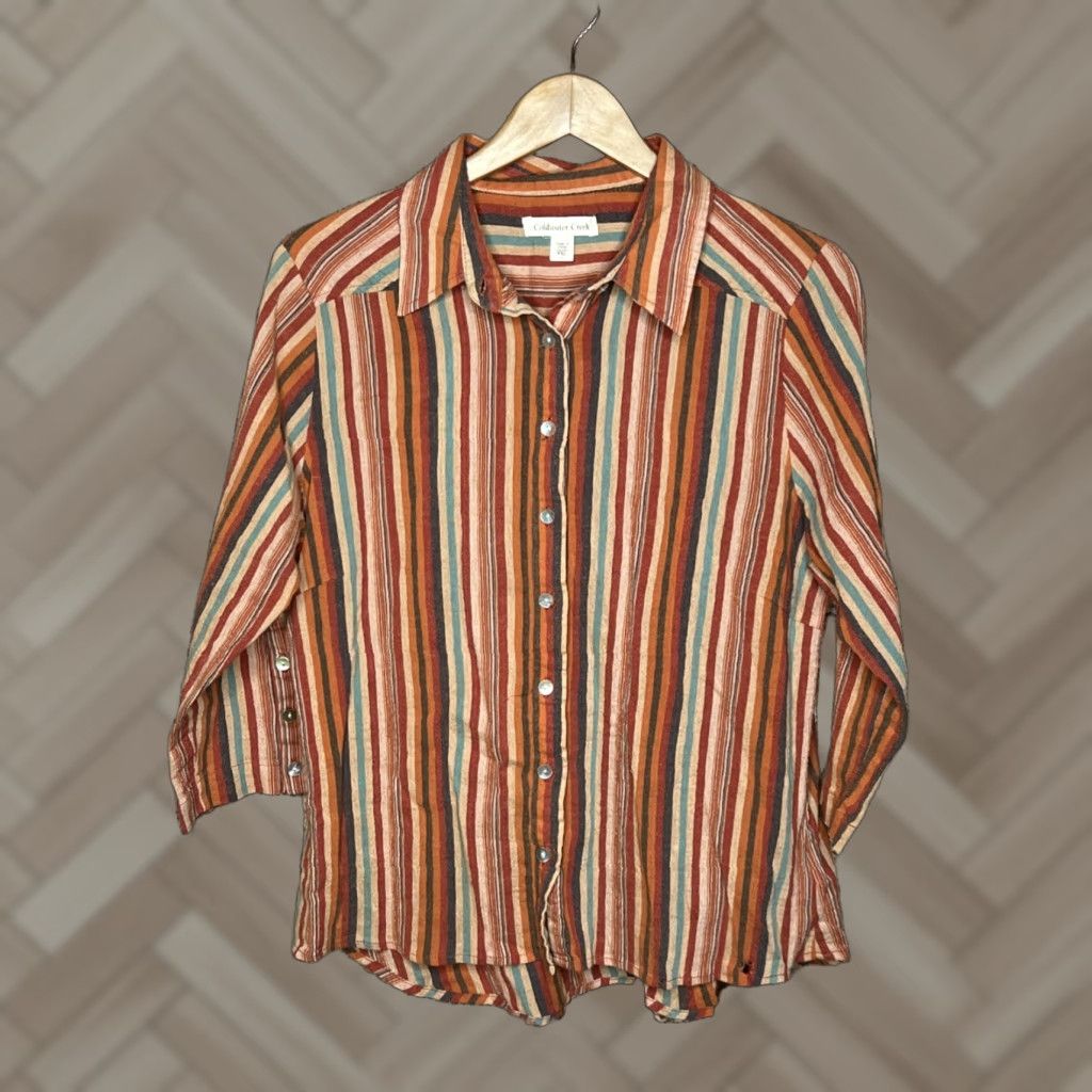 Coldwater Creek Coldwater Creek Shirt Womens Medium Striped Button Up Long Sleeve Blouse Top Size M / US 6-8 / IT 42-44 - 1 Thumbnail