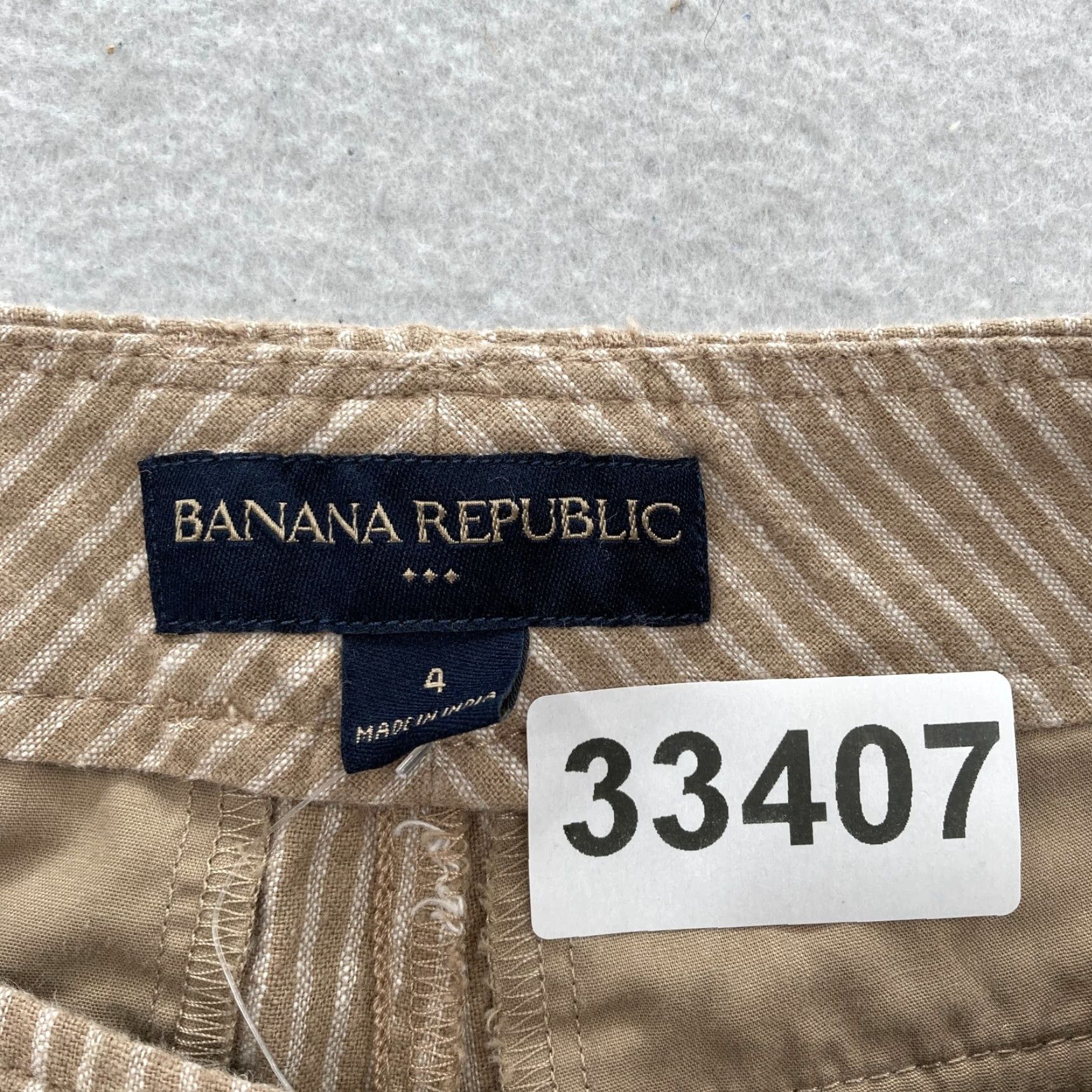 Banana Republic Banana Republic Martin Fit Linen Blend Shorts Women's 4 Brown Striped Low Rise Size 27" / US 4 / IT 40 - 4 Thumbnail