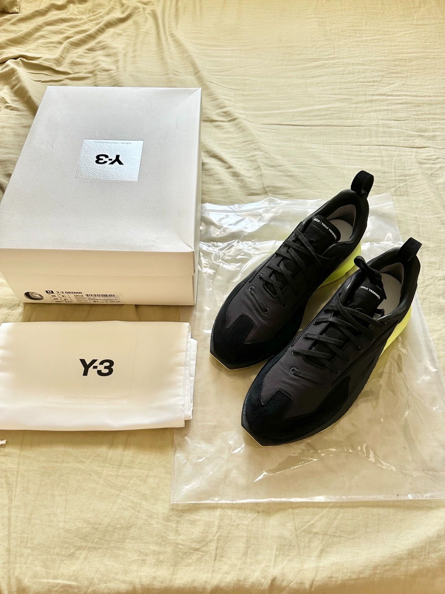 Y-3 Y-3 Orisan Low Unisex Running Shoes Black Neon Green Size US 10 / EU 43 - 2 Thumbnail