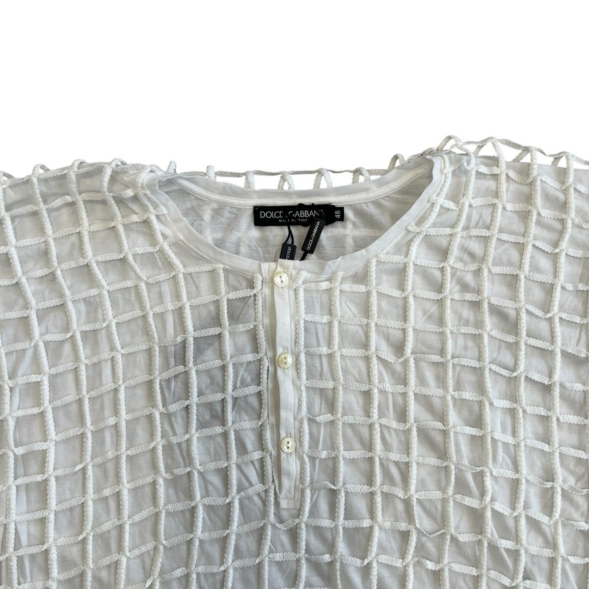 Dolce & Gabbana DOLCE&GABBANA 2012SS Serafino Crochet-Mesh Henley T-Shirt Size US L / EU 52-54 / 3 - 4 Thumbnail