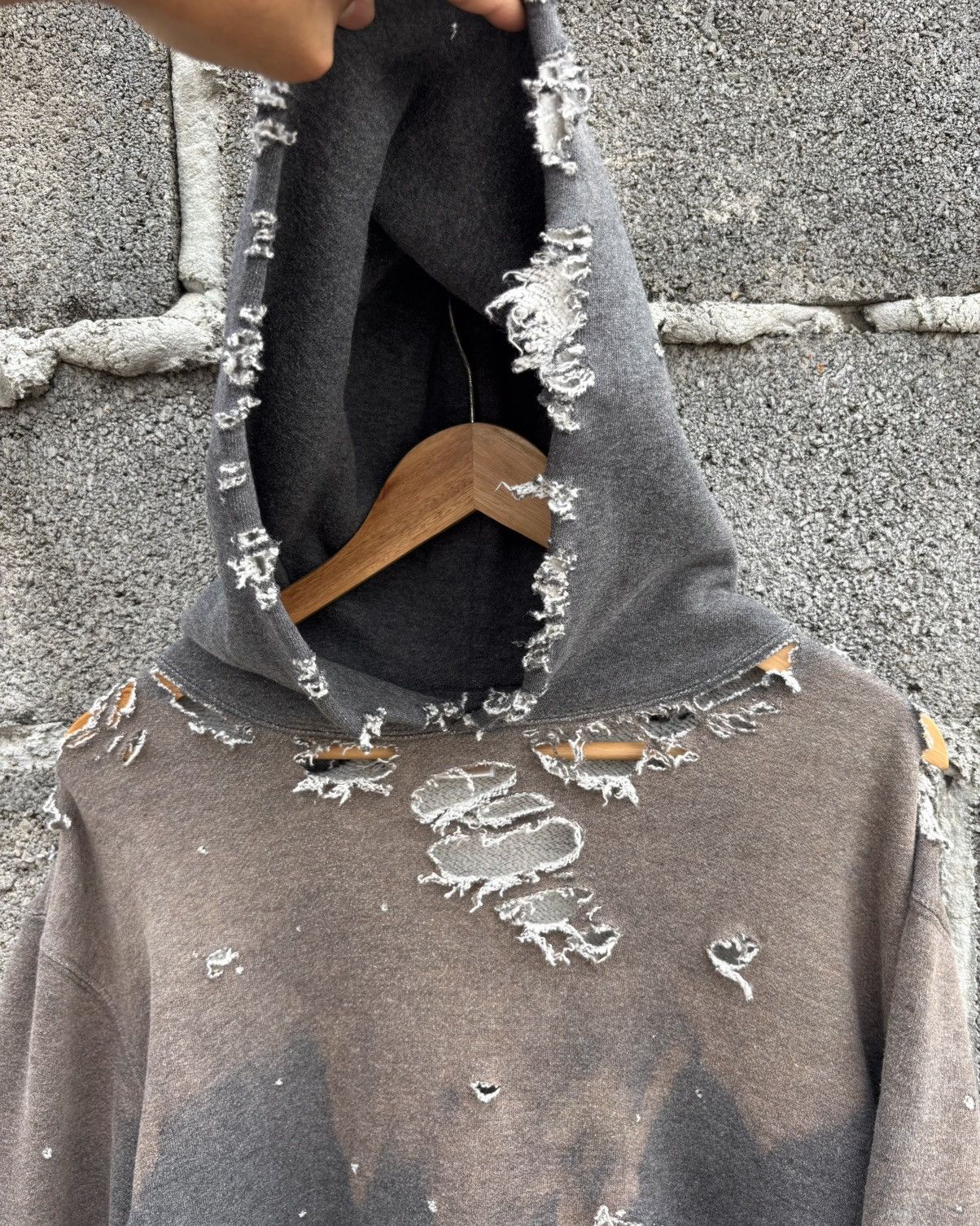 Vintage Thrashed 2Tone Faded Distressed Russell Hoodie Size US M / EU 48-50 / 2 - 5 Thumbnail
