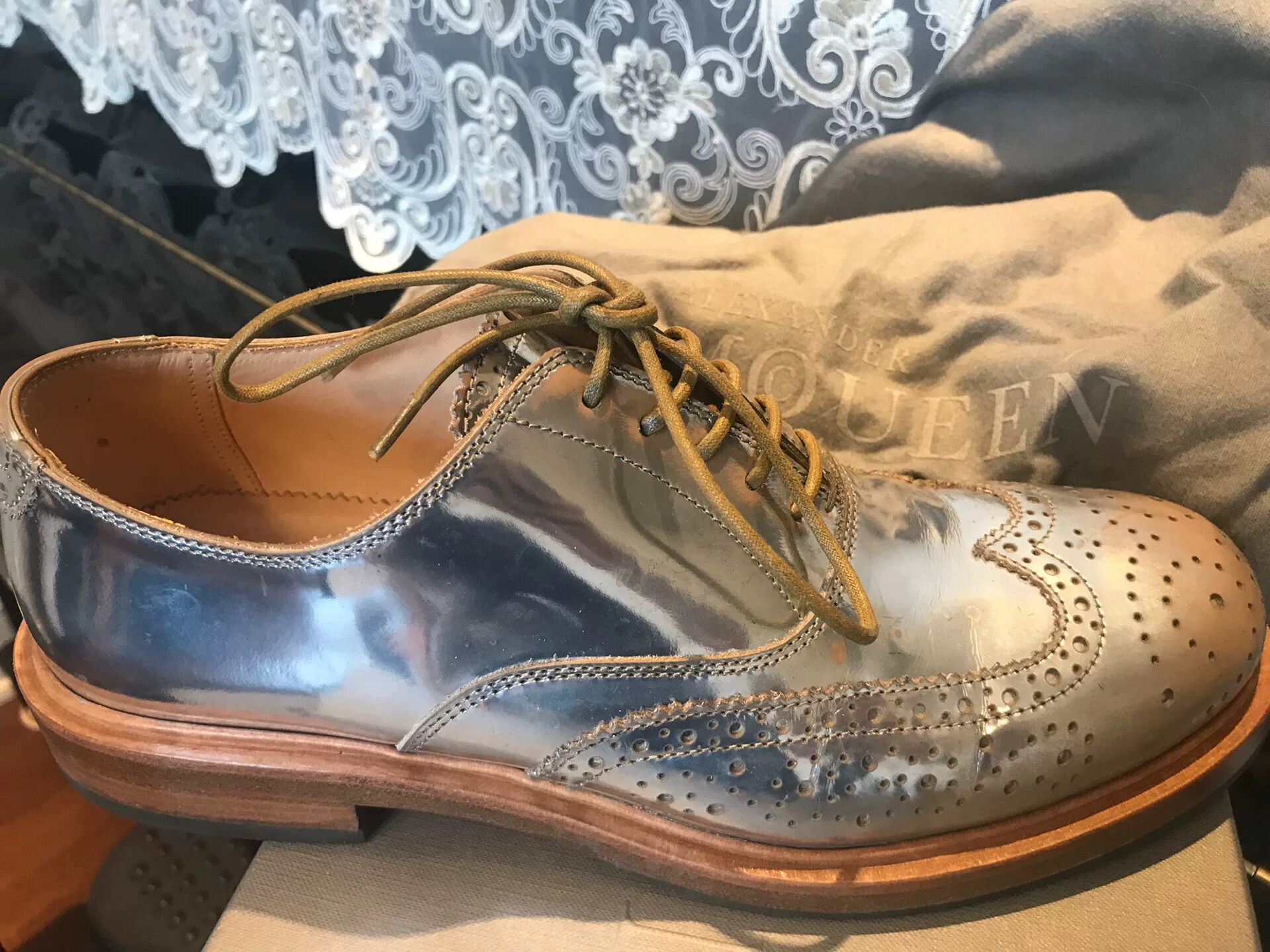Alexander McQueen Alexander McQueen Silver Mirror Leather Shoes Size US 7 / EU 40 - 5 Thumbnail