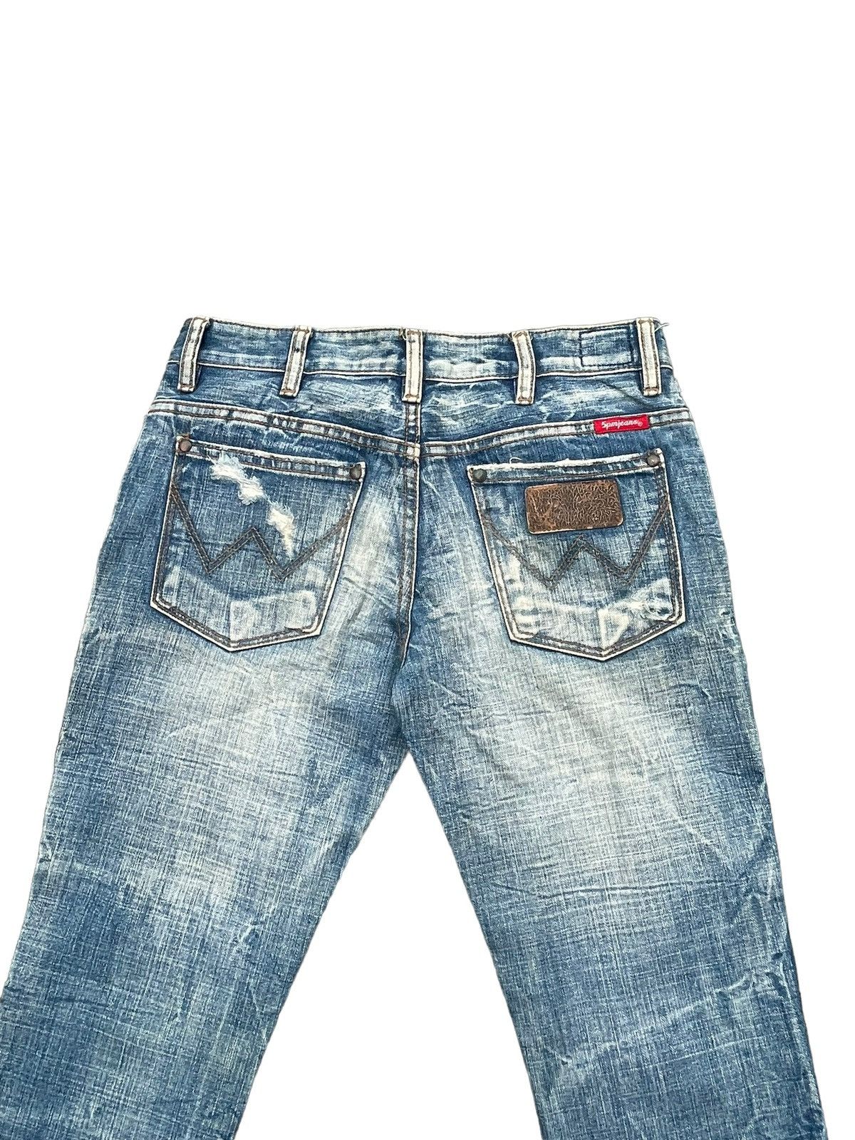 Japanese Brand Vintage Flare 5pm Jeans Distresed Denim Size 29" - 9 Thumbnail