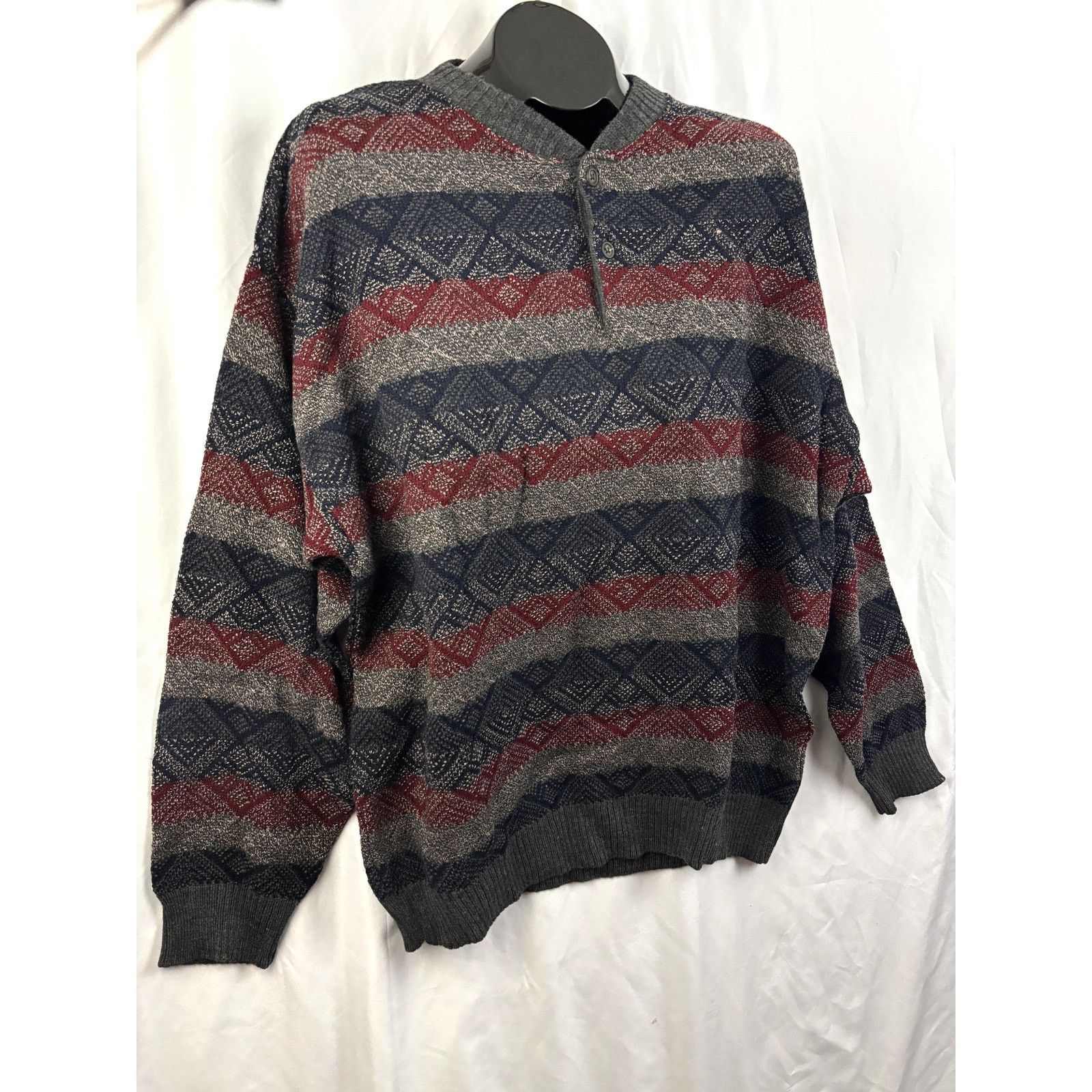 Van Heusen Vtg Van Heusen Knit Sweater XL NWT Geometric Crewneck 90s Size US XL / EU 56 / 4 - 5 Thumbnail