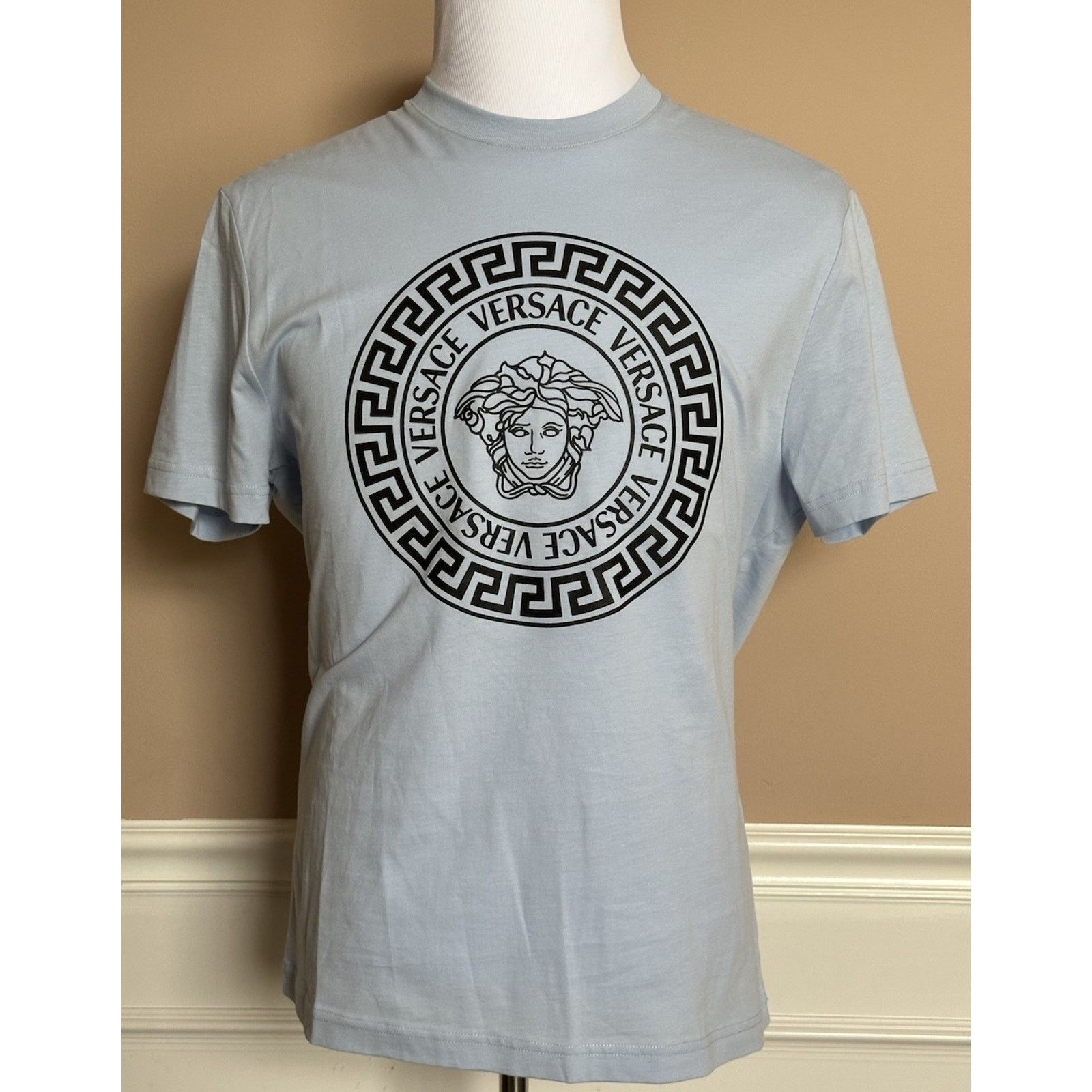 Versace Versace Medusa Print Light Blue Jersey T-Shirt M 1011861 Size US XS / EU 42 / 0 - 1 Thumbnail