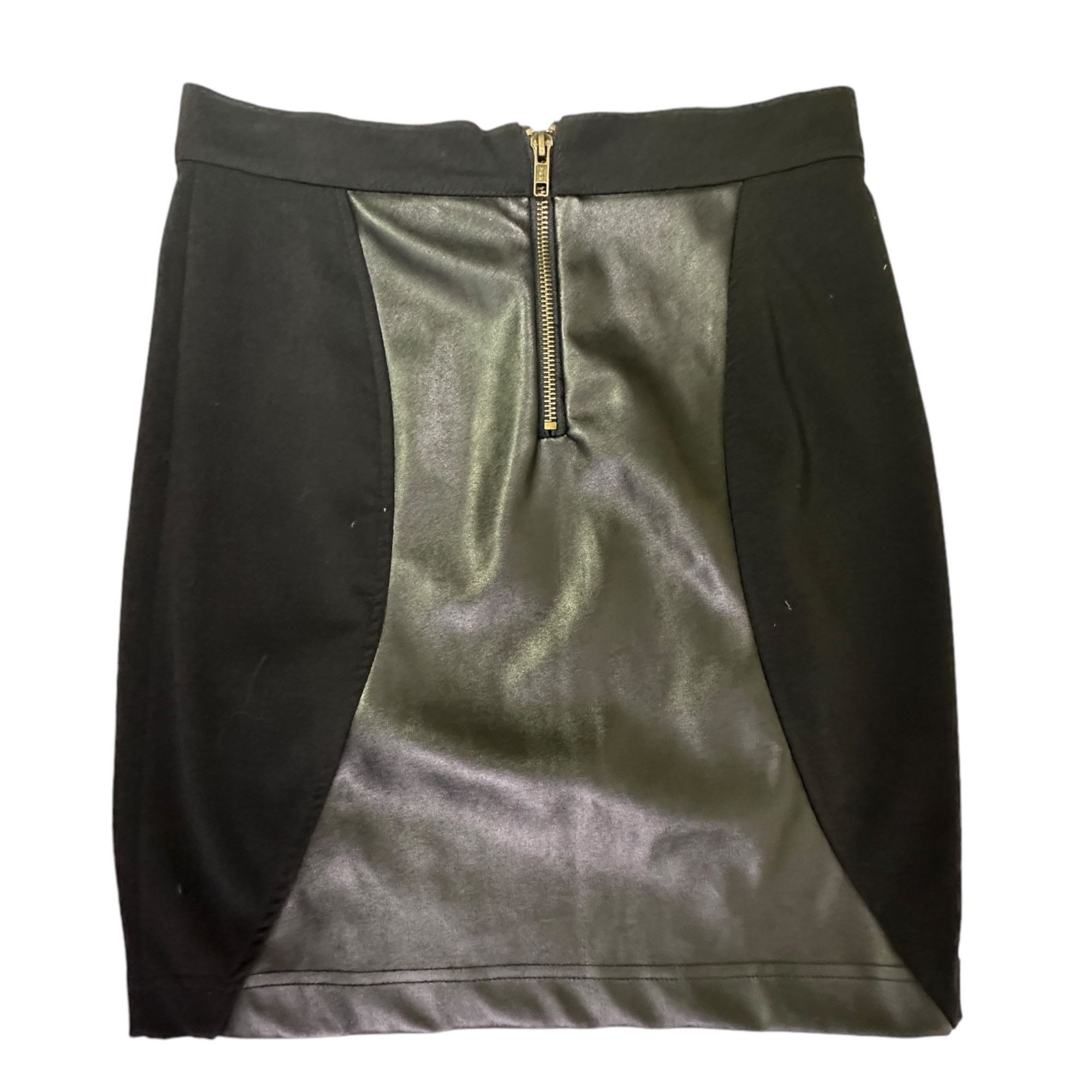 Gianni Valentino Gianni Bini XS Black PU Leather Ponte Fabric Skirt Zipper Cl Size 27" / US 4 / IT 40 - 2 Thumbnail