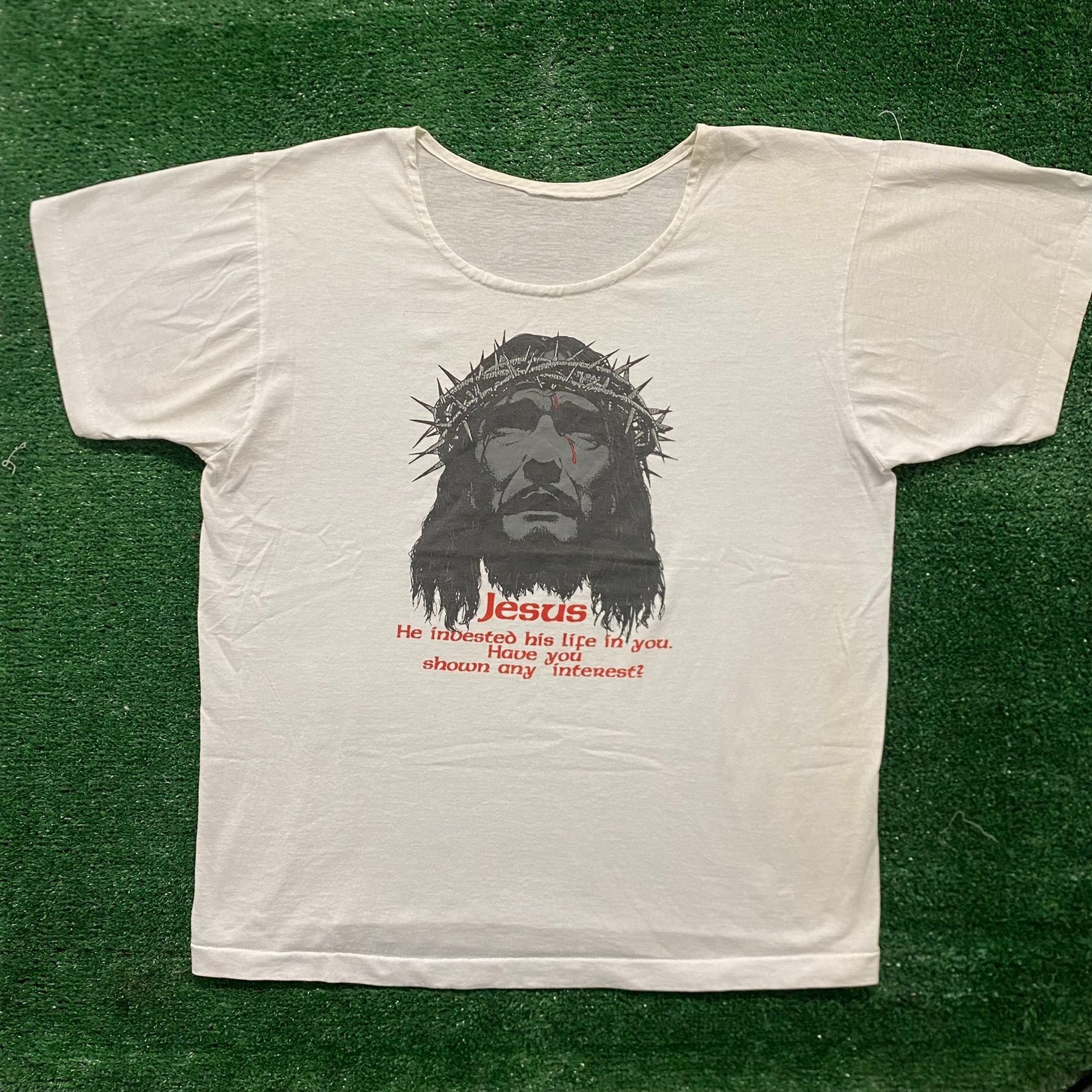 Vintage Vintage 80s Jesus Christ Shirt Single Stitch Christian Tee Size US L / EU 52-54 / 3 - 1 Thumbnail